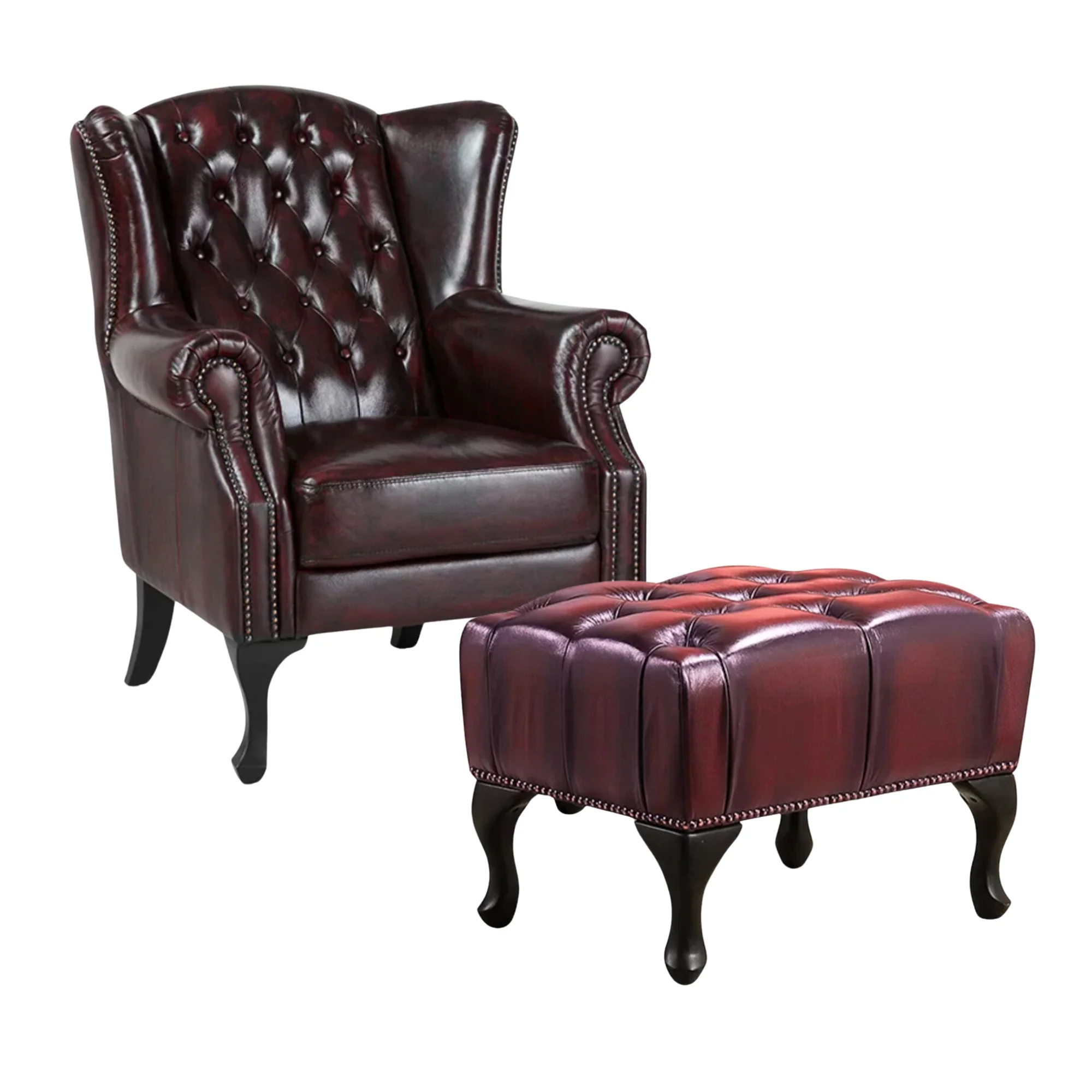 Alastair Leather Armchair Ottoman - Image 25