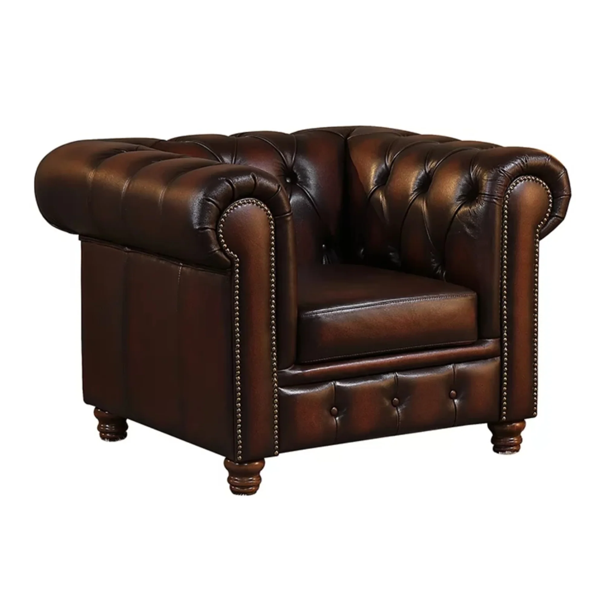 Alastair Leather Armchair Ottoman - Image 8