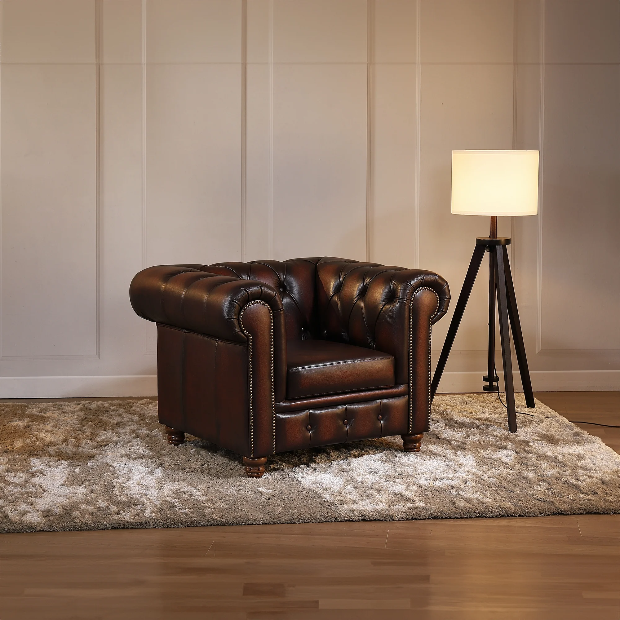 Alastair Leather Armchair Ottoman - Image 9