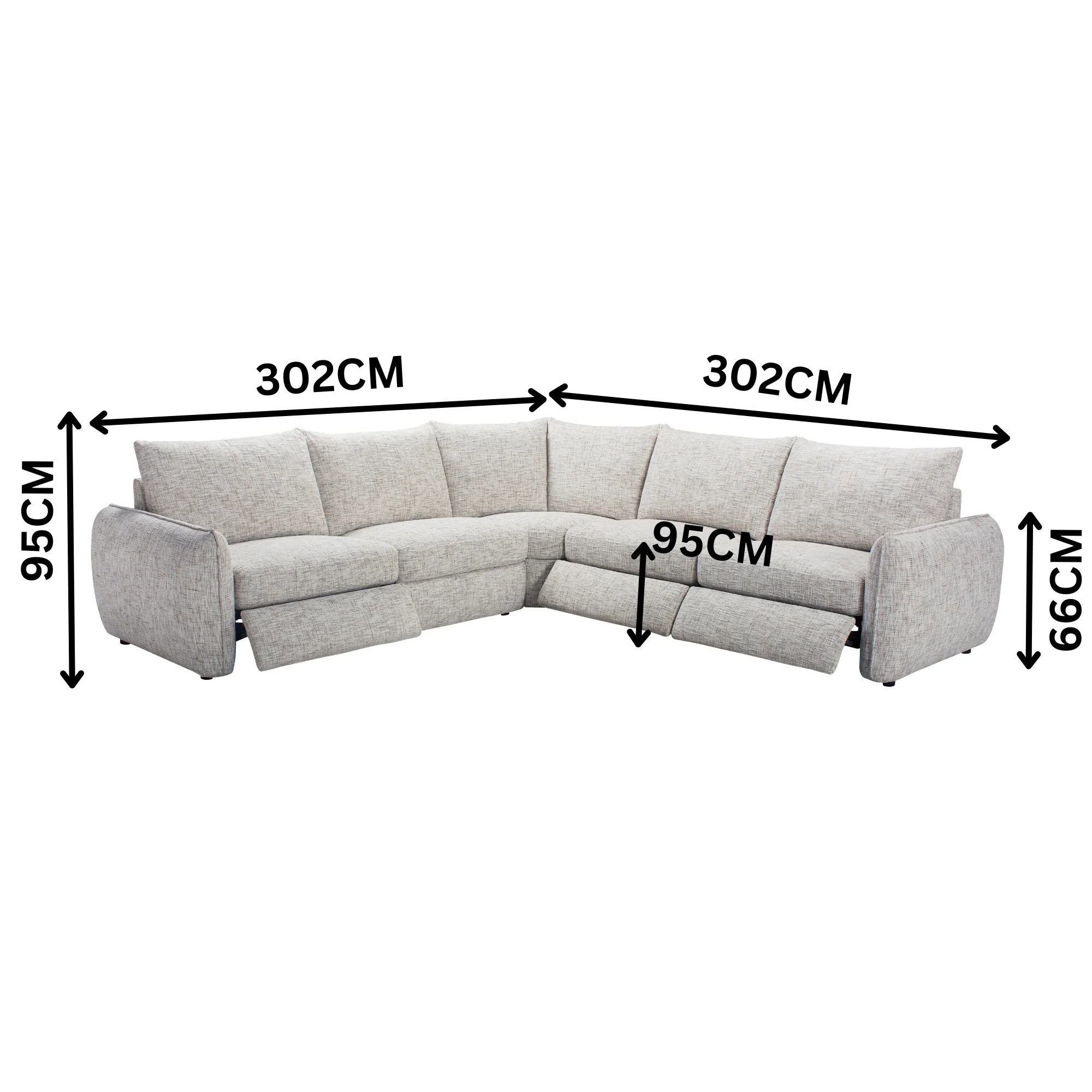 Milano 4 Seater Corner Fabric Sofa Electric Recliner Lounge Beige - Image 3