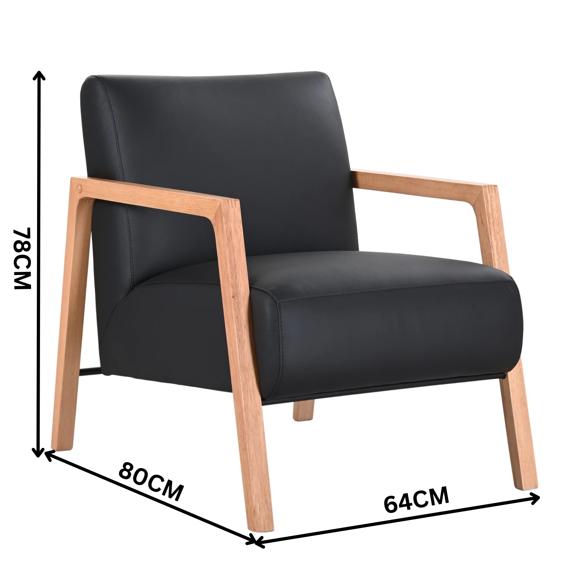 Milano Leather Armchair Black - Image 3