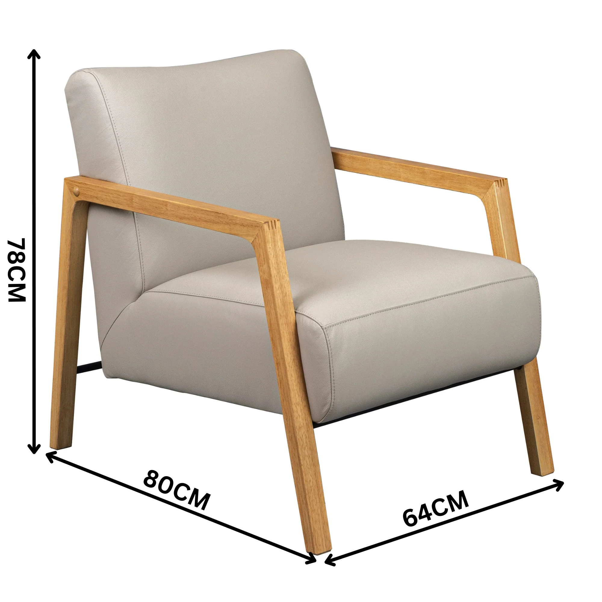 Milano Leather Armchair Wheat Grey - Image 3