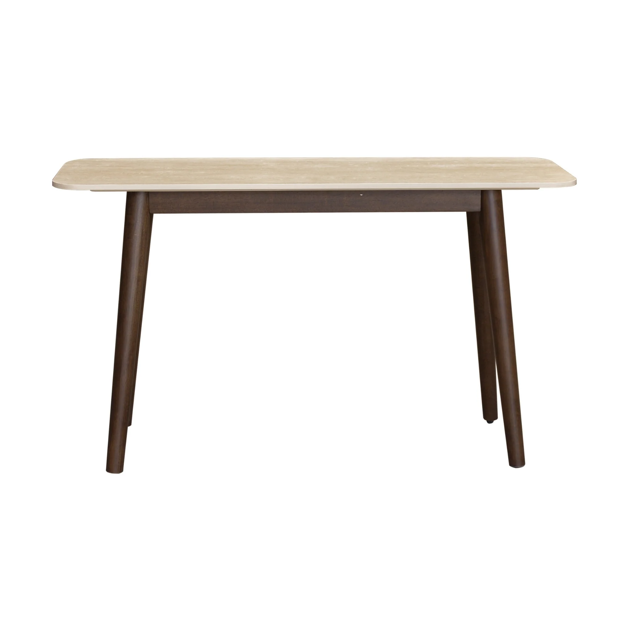 Milo 120cm Console Table Sintered Stone Travertine Top Walnut - Image 2