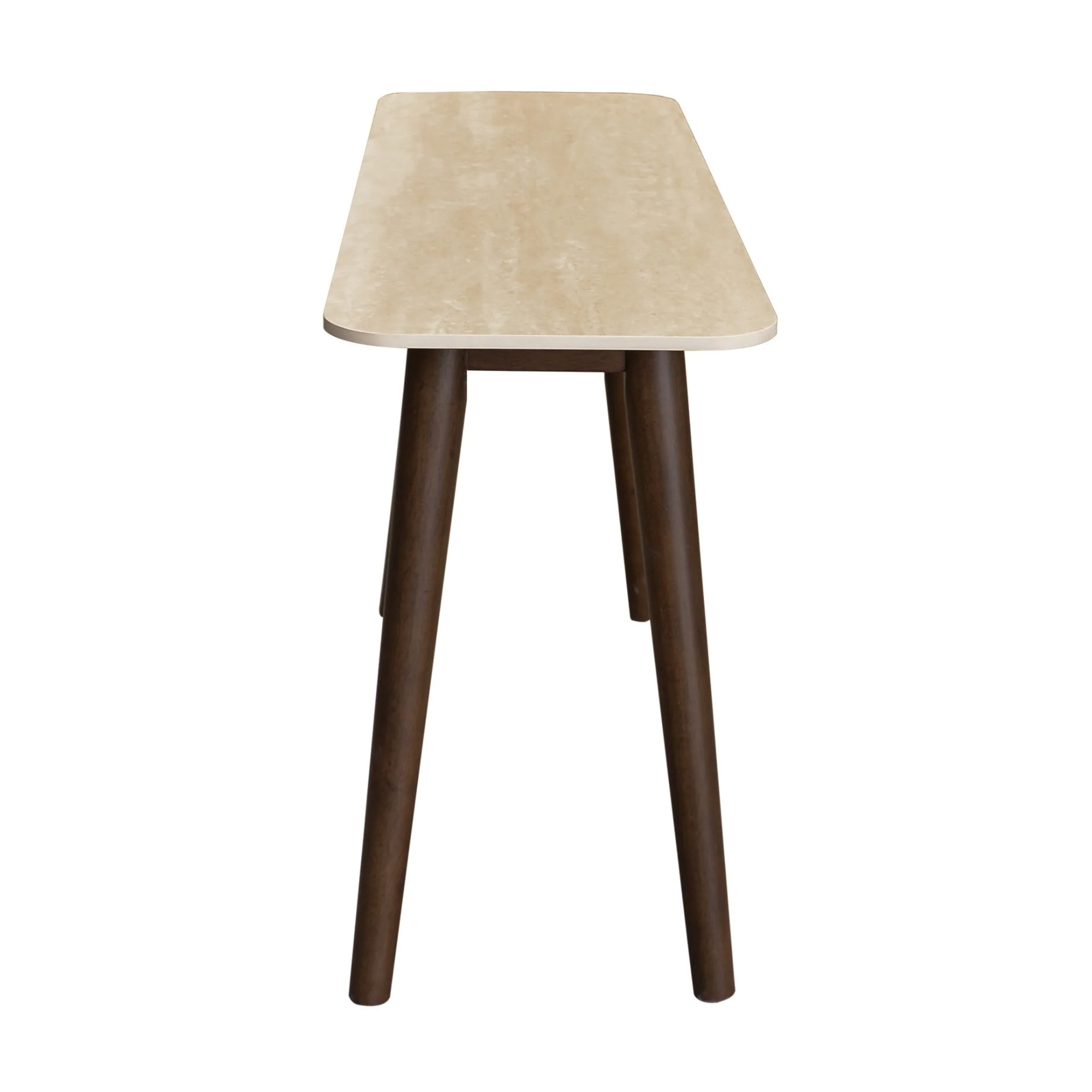 Milo 120cm Console Table Sintered Stone Travertine Top Walnut - Image 6