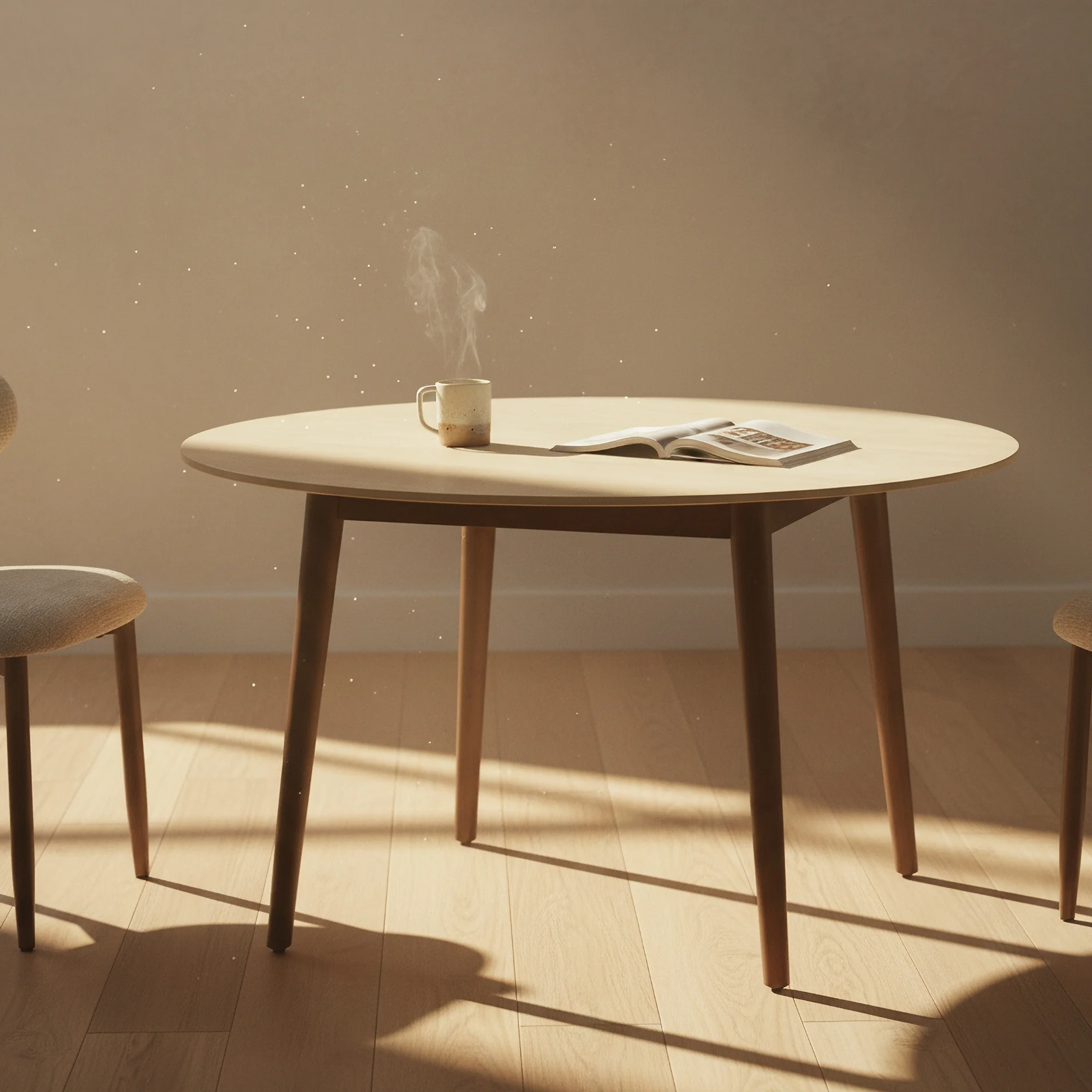 Milo 120cm Round Dining Table Sintered Stone Travertine Top Walnut - Image 3