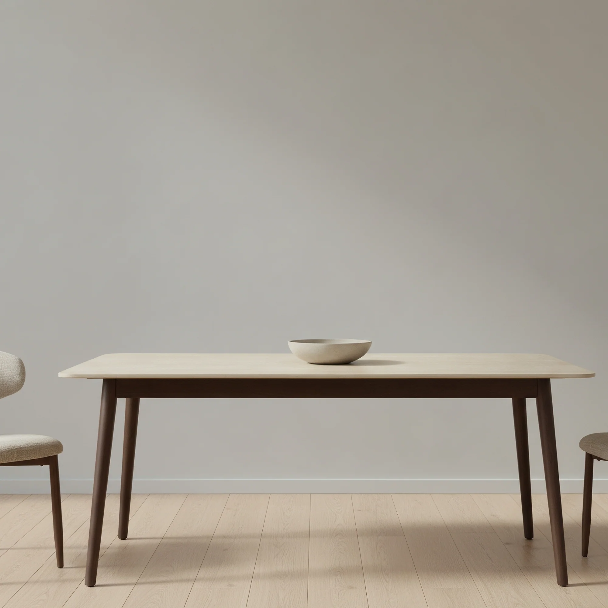 Milo 180cm Dining Table Sintered Stone Travertine Top Walnut - Image 3