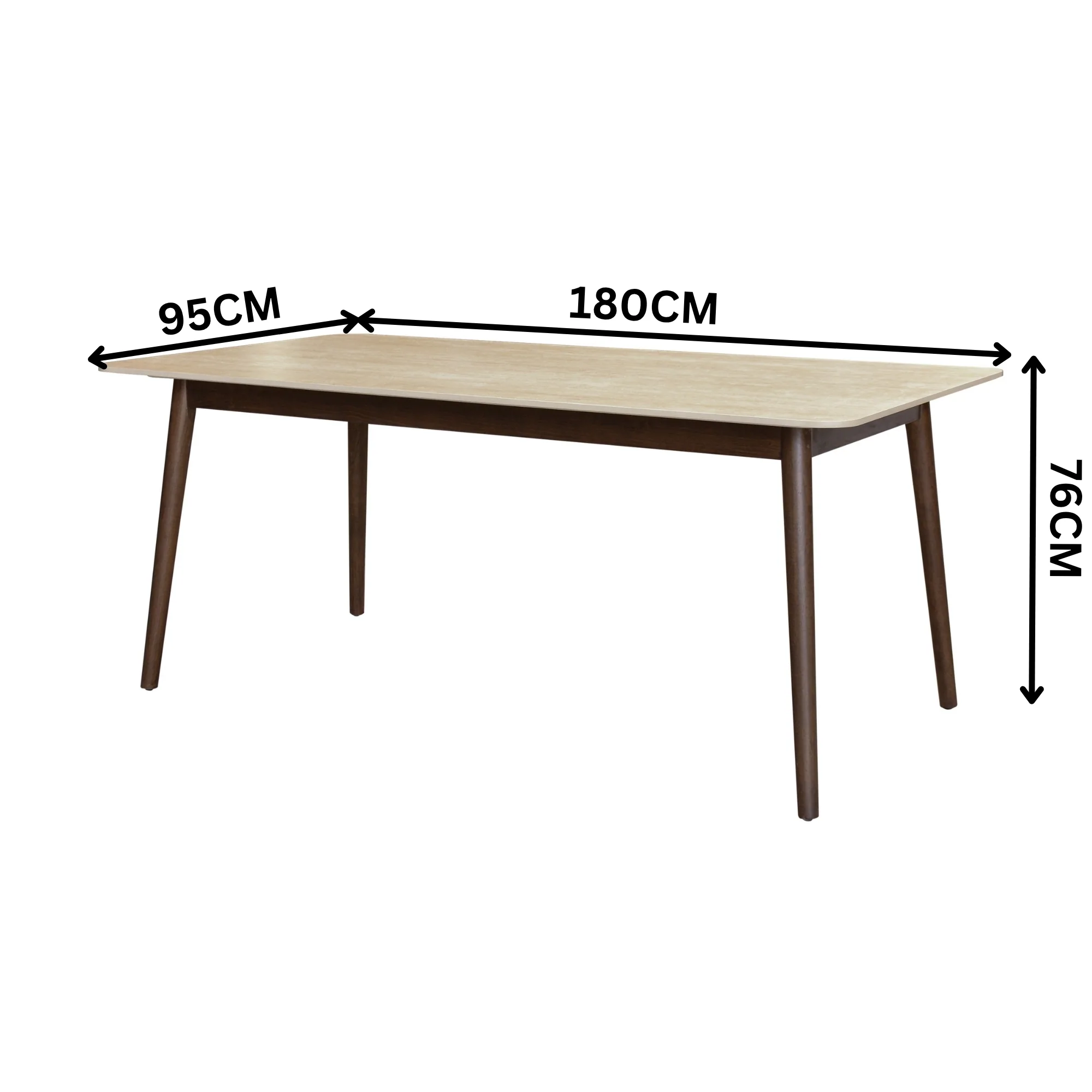 Milo 180cm Dining Table Sintered Stone Travertine Top Walnut - Image 5