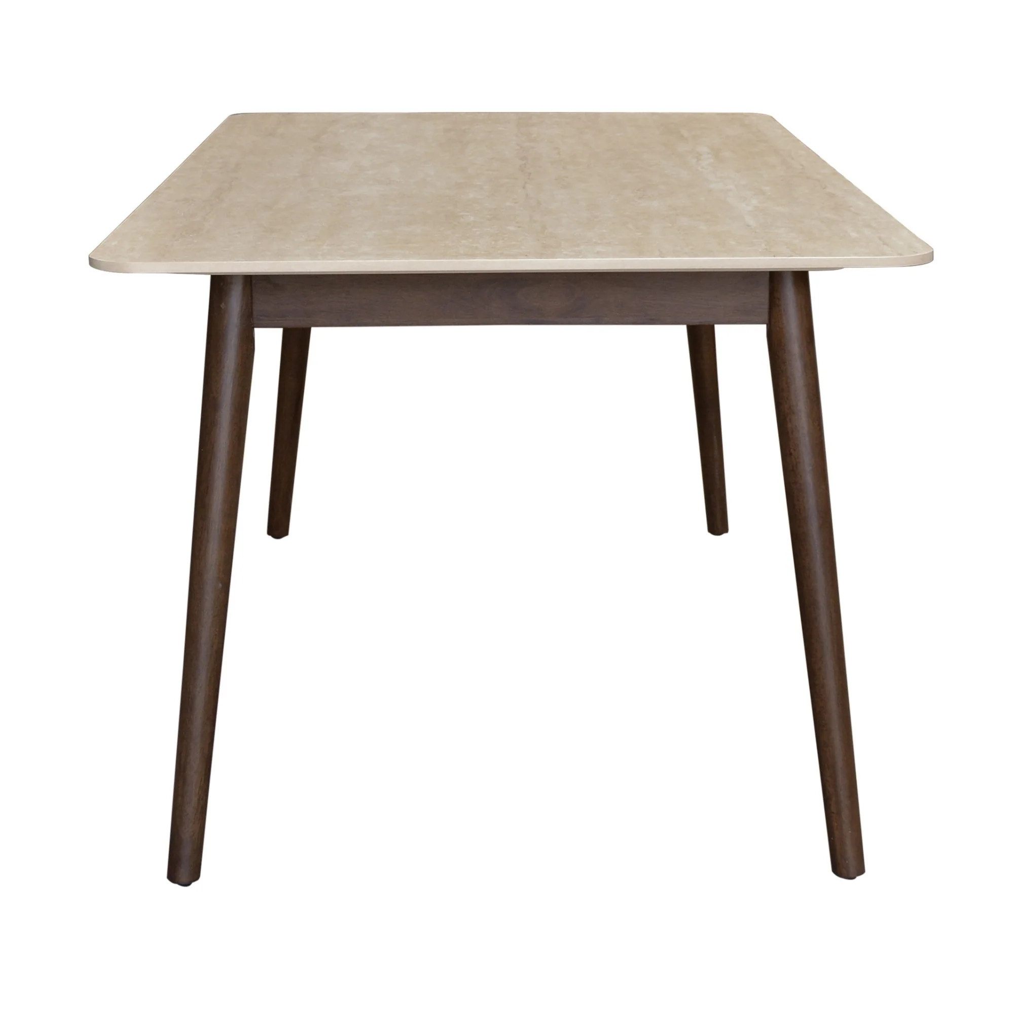 Milo 180cm Dining Table Sintered Stone Travertine Top Walnut - Image 6