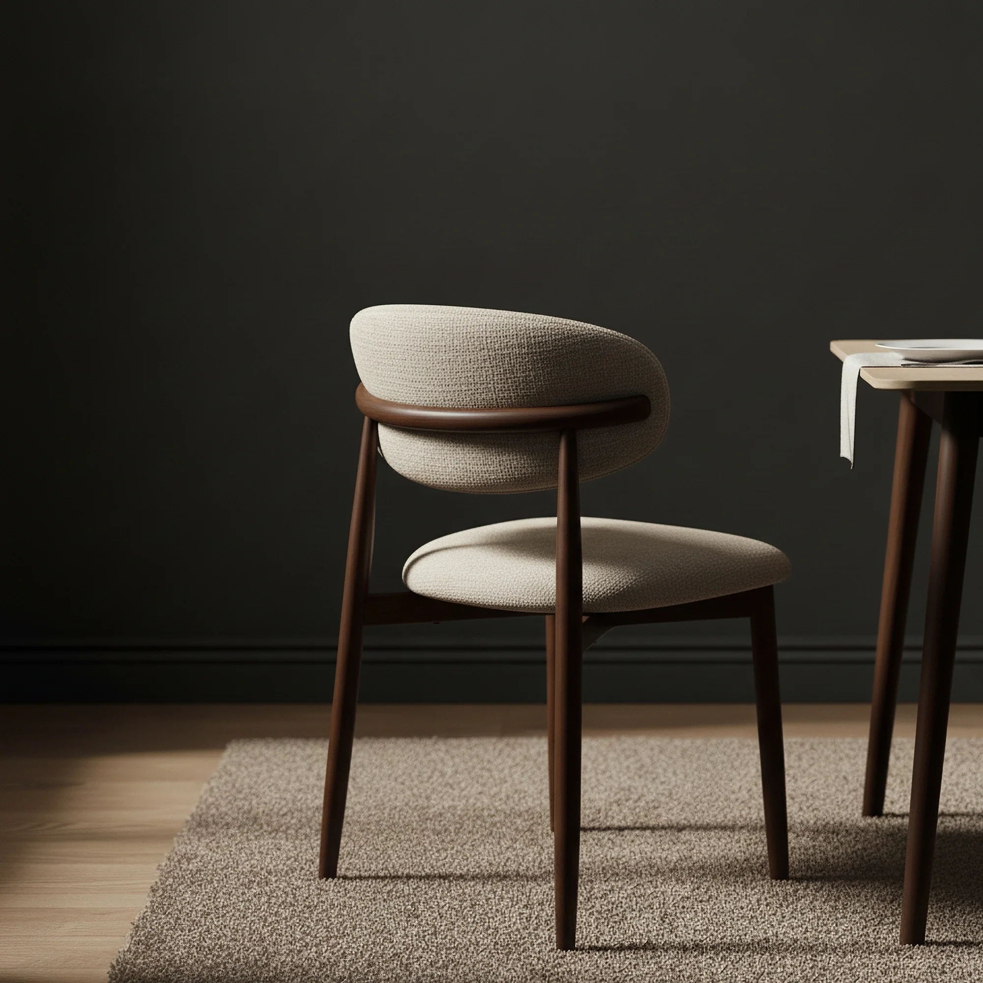 Milo 2pc Set Dining Chair Fabric Seat Beige Walnut - Image 4