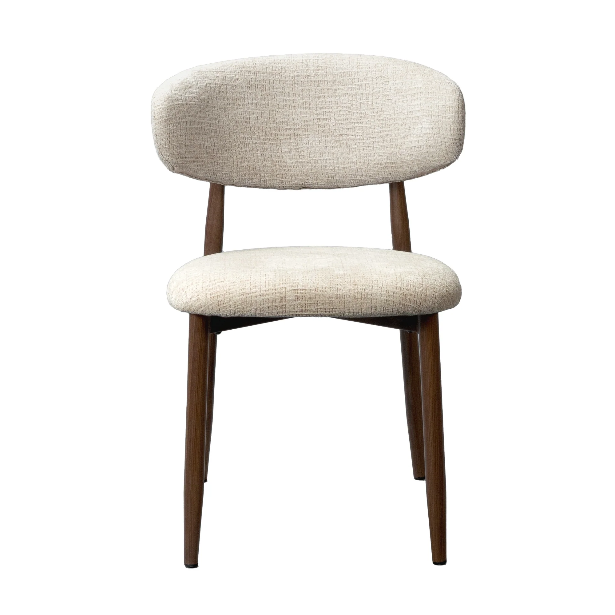 Milo 2pc Set Dining Chair Fabric Seat Beige Walnut - Image 6