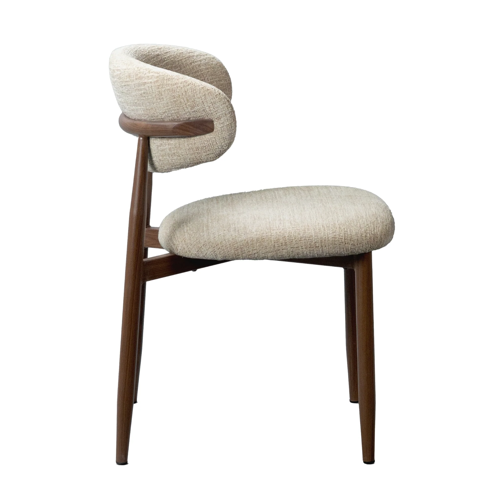 Milo 2pc Set Dining Chair Fabric Seat Beige Walnut - Image 7