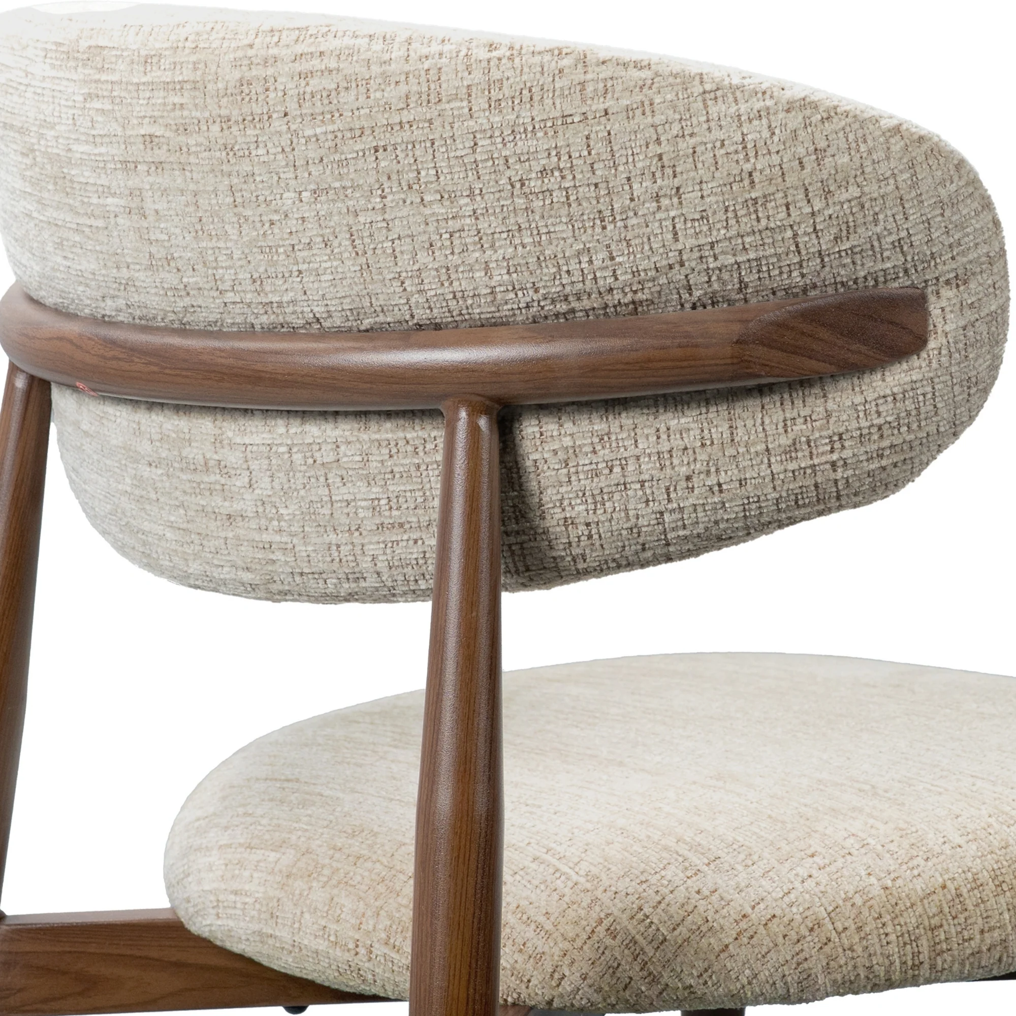Milo 2pc Set Dining Chair Fabric Seat Beige Walnut - Image 8