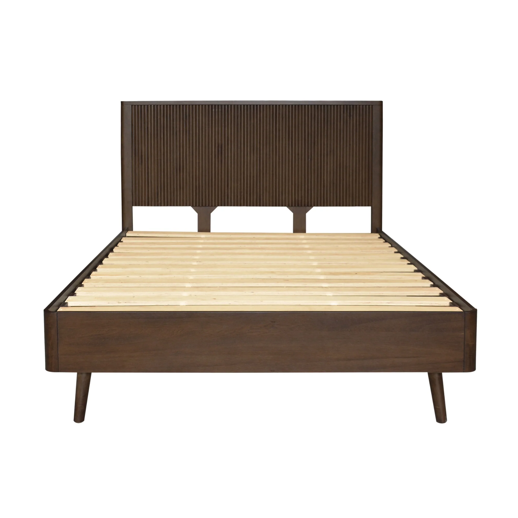 Milo 4pc Bedroom Set Queen Bed Frame Bedside Dresser Walnut - Image 3