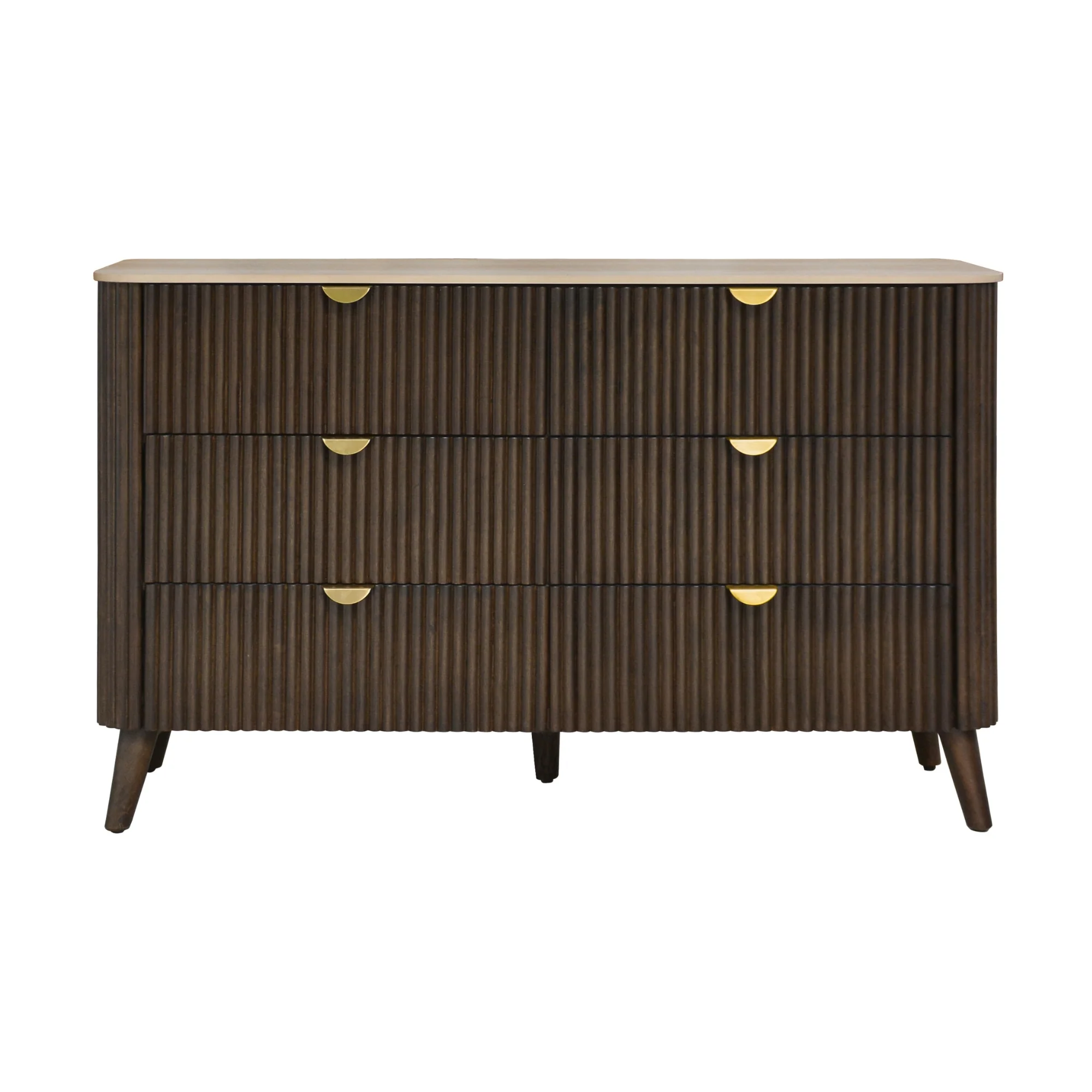 Milo 4pc Bedroom Set Queen Bed Frame Bedside Dresser Walnut - Image 4