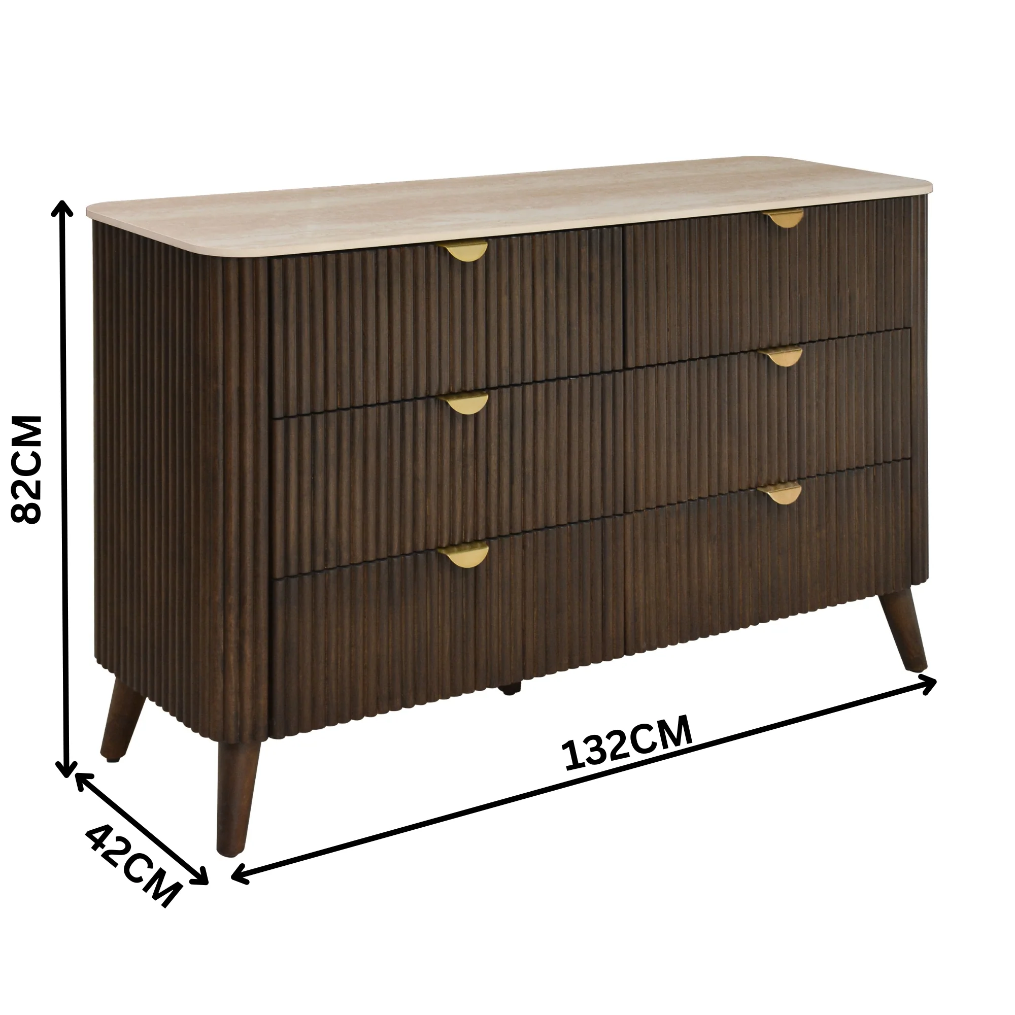 Milo 4pc Bedroom Set Queen Bed Frame Bedside Dresser Walnut - Image 7