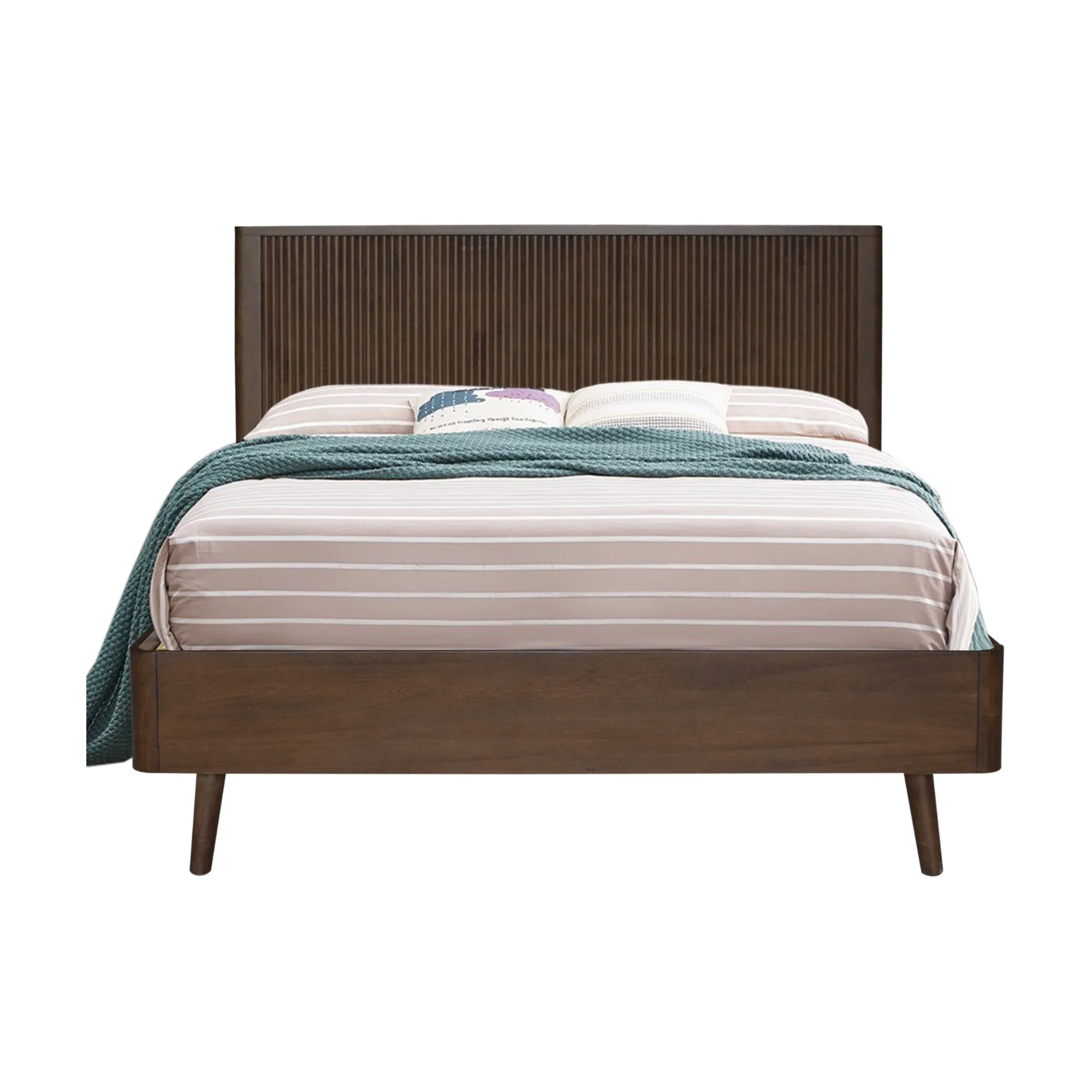 Milo Queen Bed Solid Hardwood Frame Walnut - Image 4