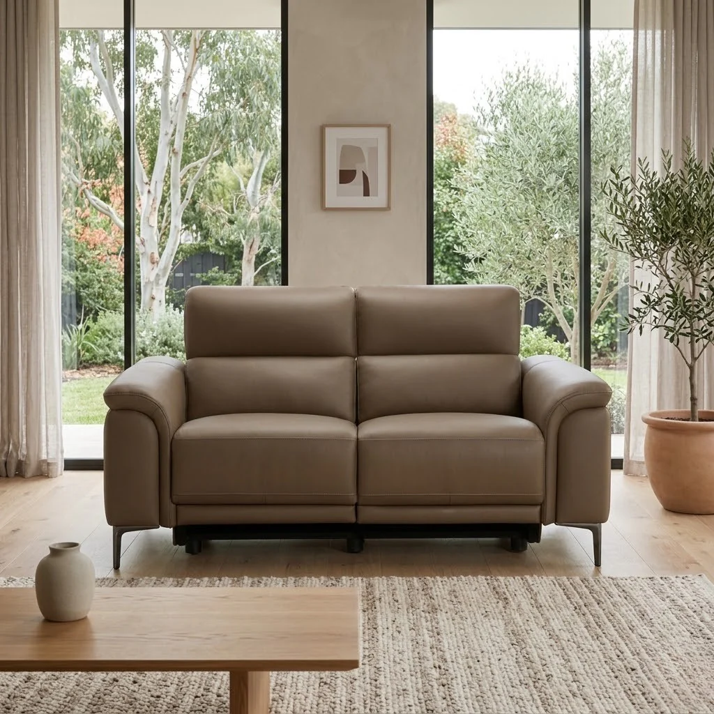 Mondrich 2 Seater Leather Electirc Recliner Sofa Lounge USB Charging Port Brown