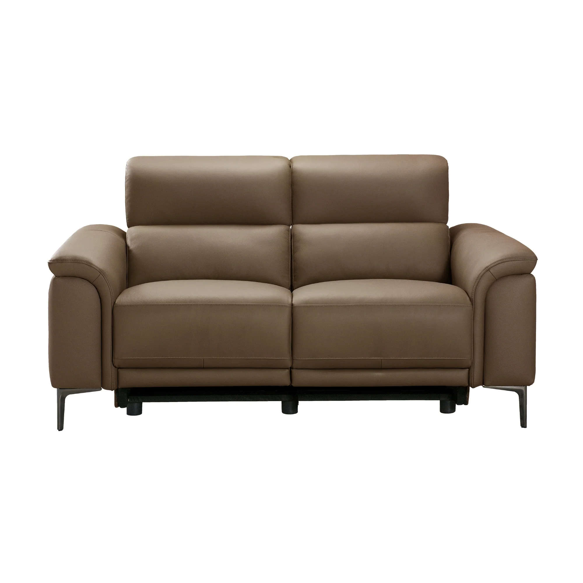 Mondrich 2 Seater Leather Electirc Recliner Sofa Lounge USB Charging Port Brown - Image 2