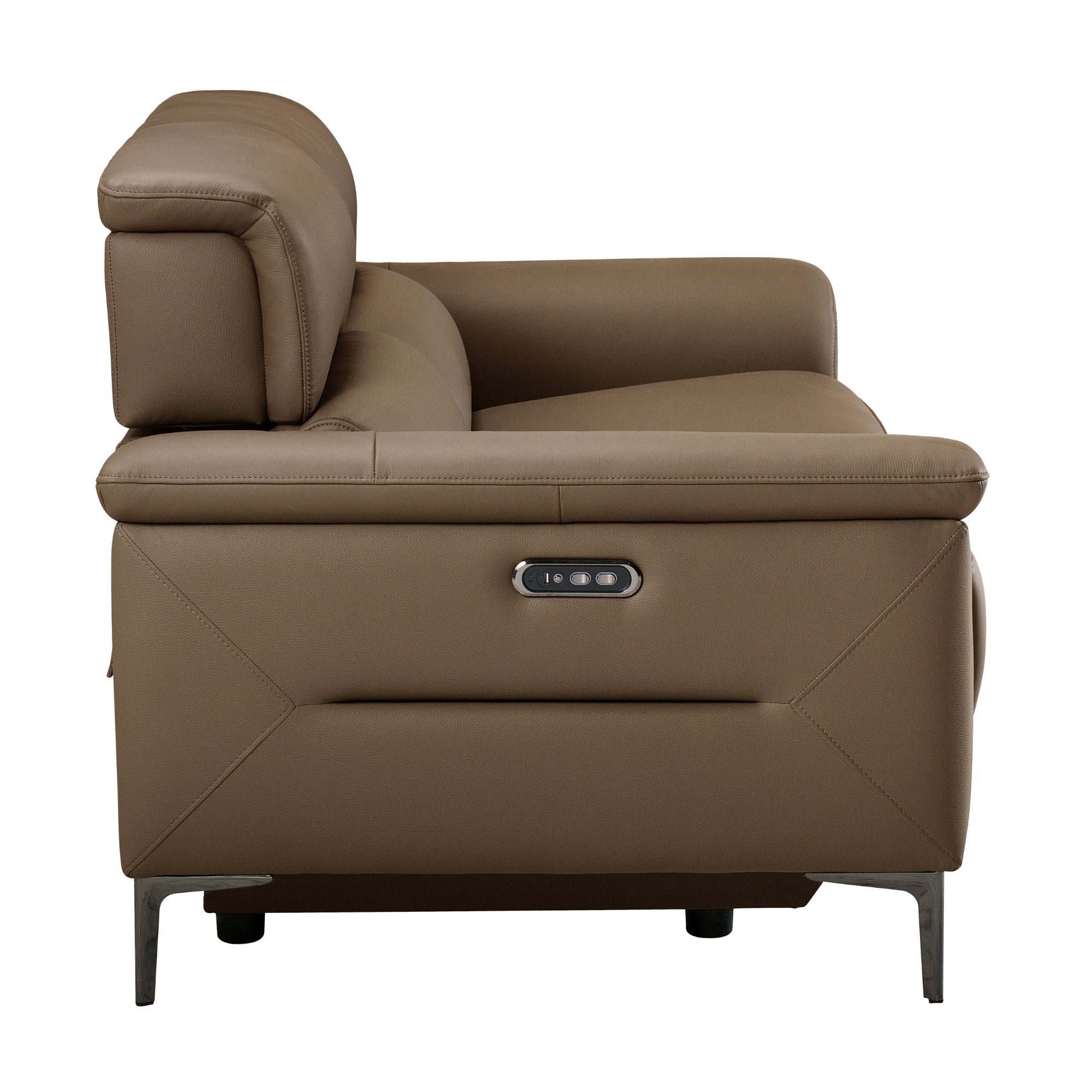 Mondrich 2 Seater Leather Electirc Recliner Sofa Lounge USB Charging Port Brown - Image 4