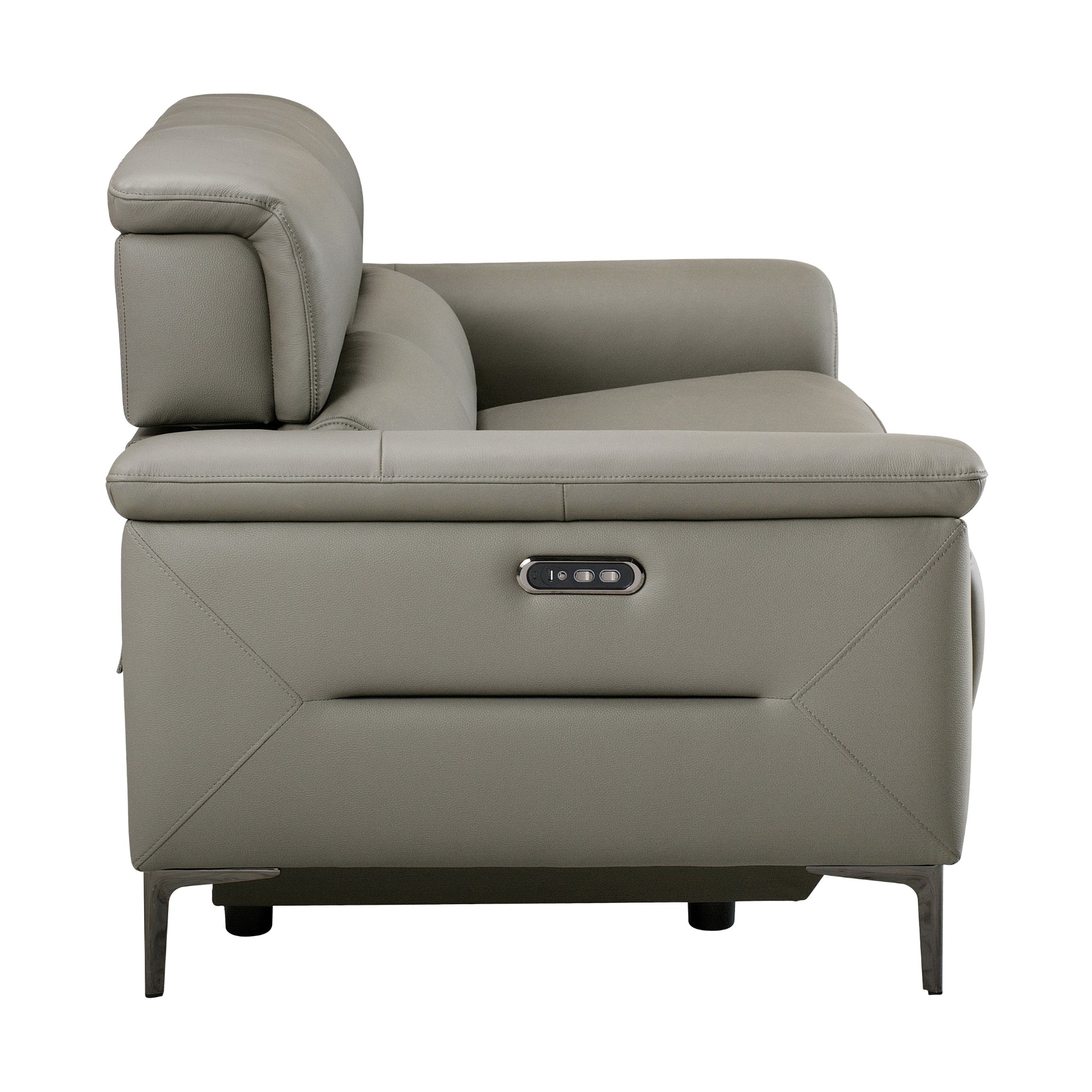 Mondrich 2 Seater Leather Electirc Recliner Sofa Lounge USB Charging Port Grey - Image 4