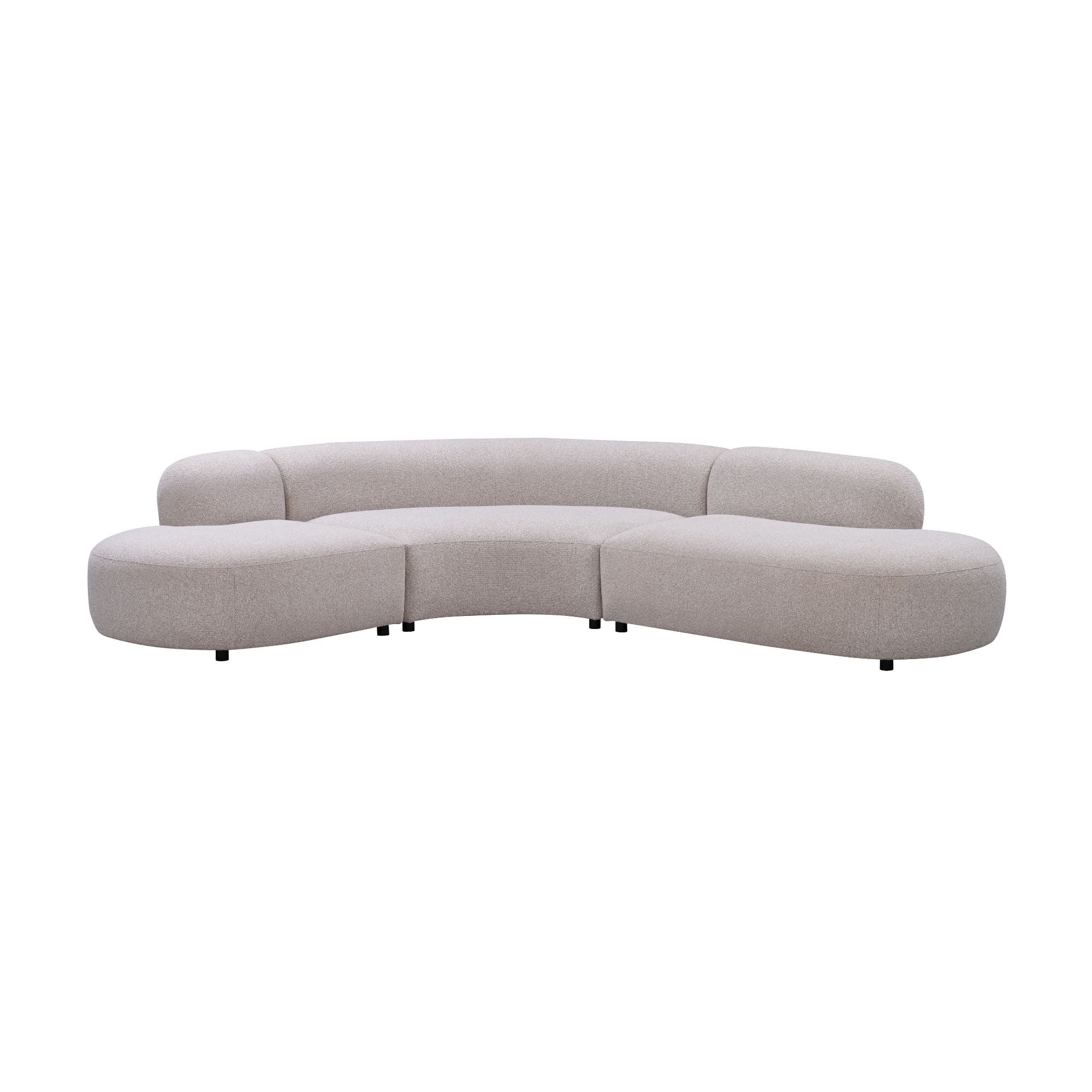Montana 3 Seater Curved Fabric Sofa Champagne Beige - Image 2