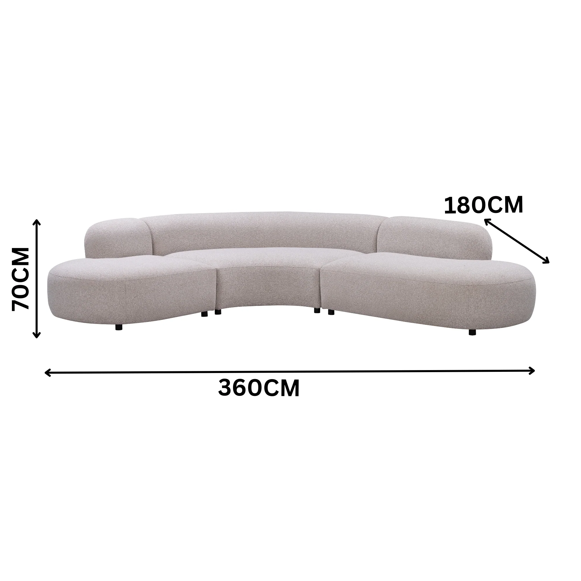 Montana 3 Seater Curved Fabric Sofa Champagne Beige - Image 4