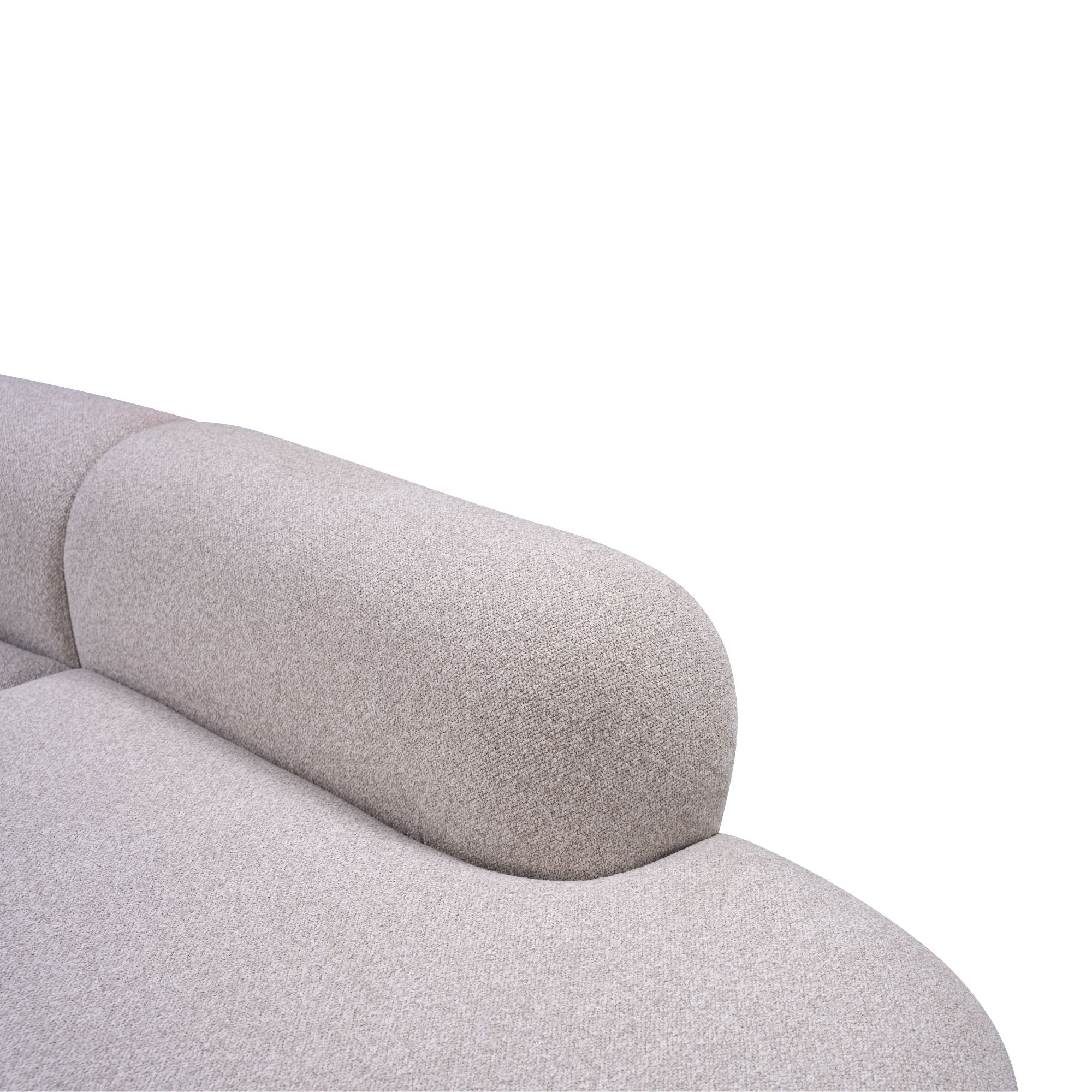 Montana 3 Seater Curved Fabric Sofa Champagne Beige - Image 5