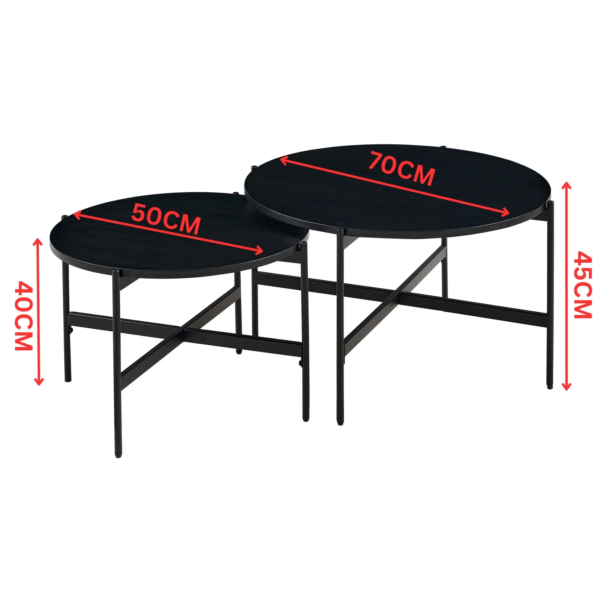 Montrel Set Of 2 Nesting Round Coffee Tables Black - Image 3