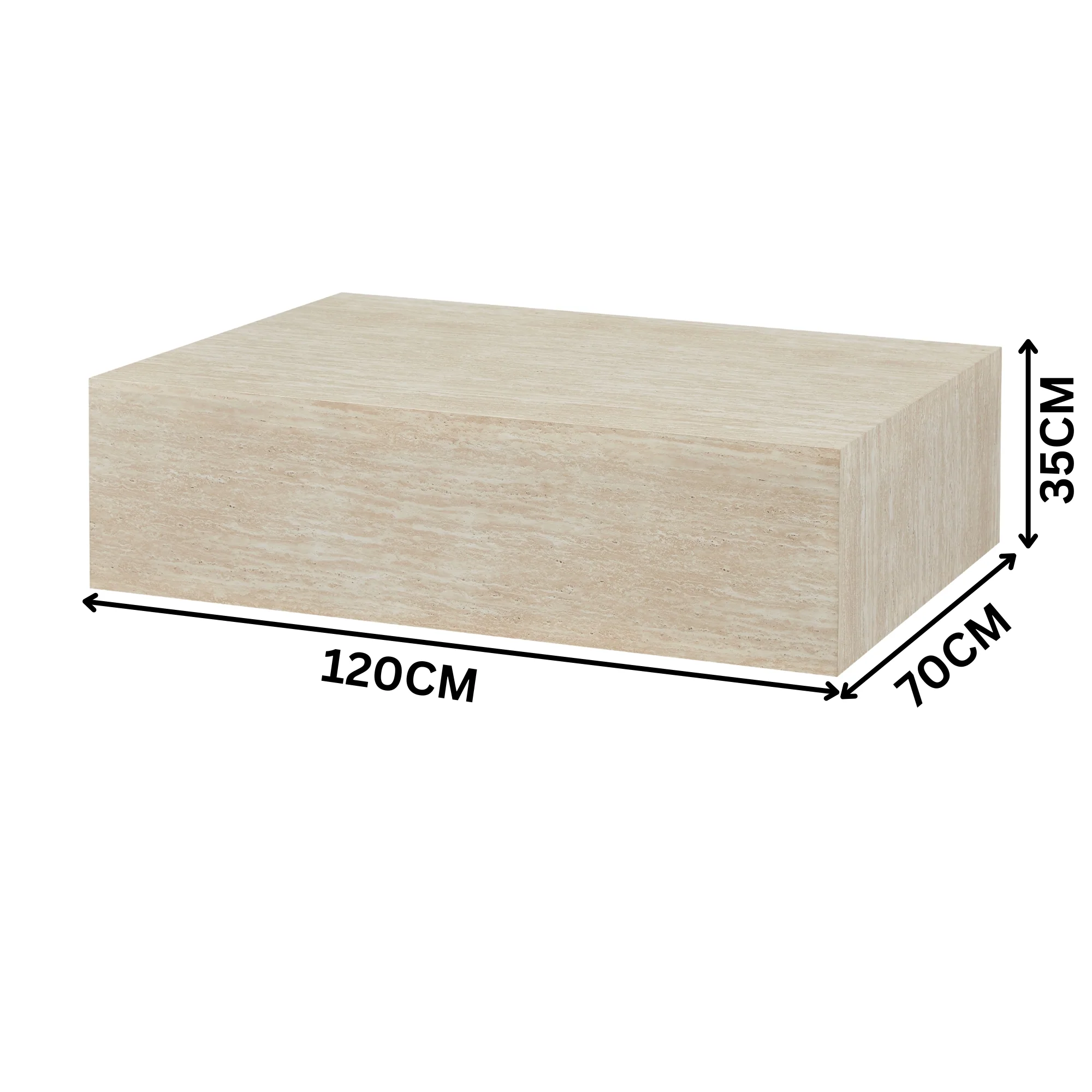 Monument 120cm Rectangular Coffee Table Travertine Beige - Image 3