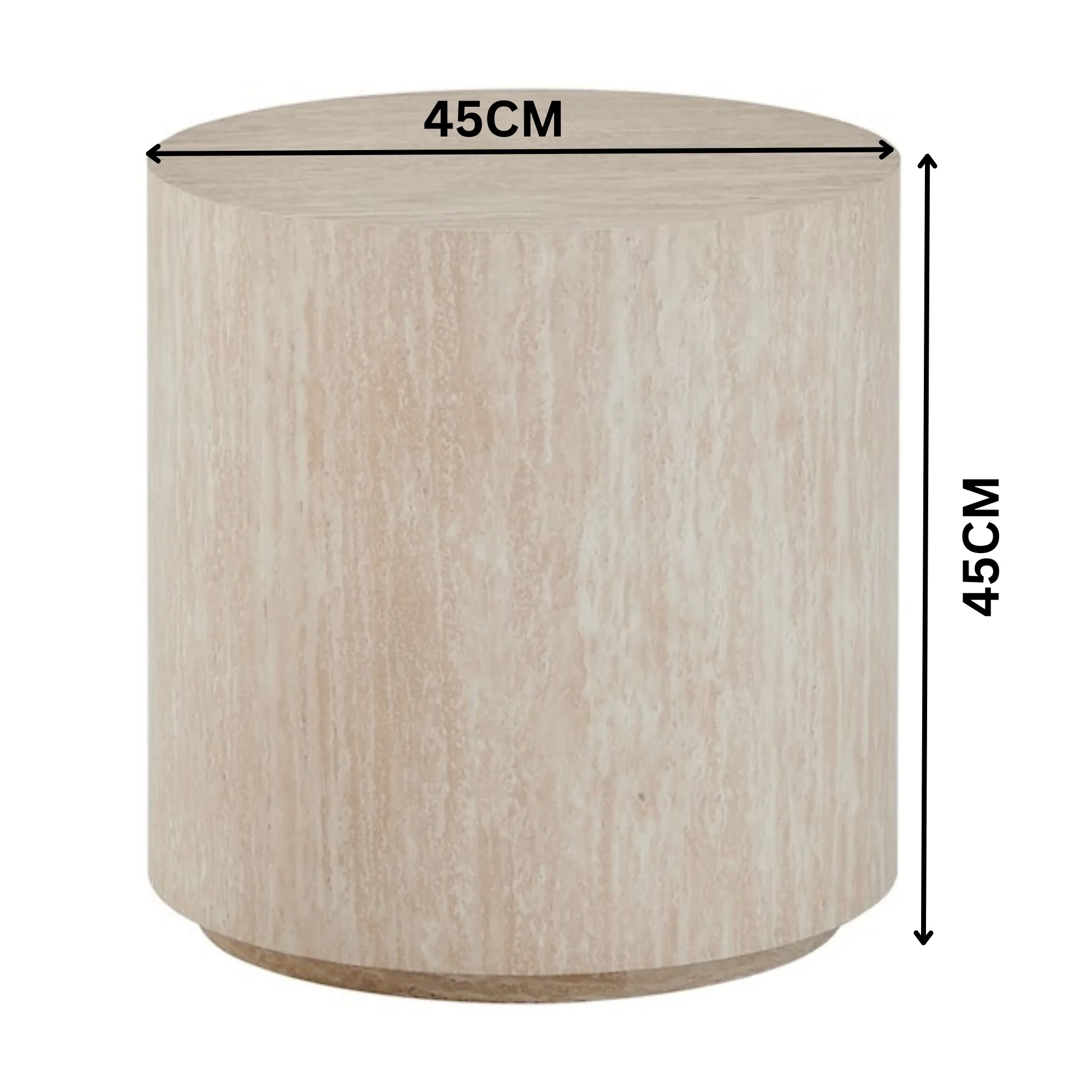 Monument 45cm Round Side Table Travertine Beige - Image 3
