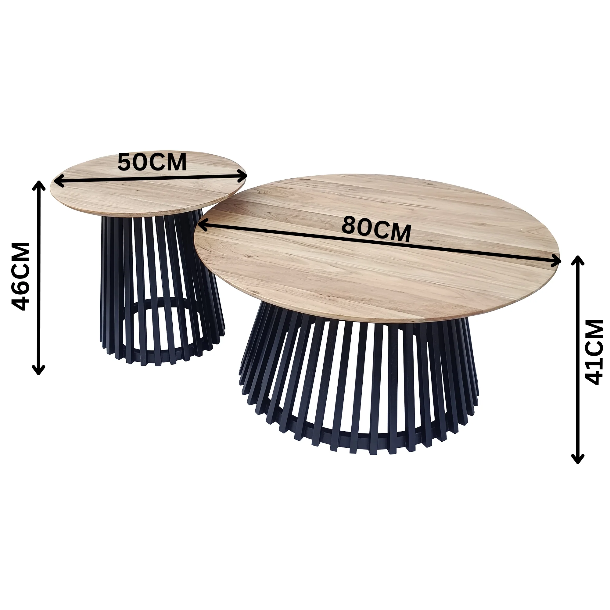 Moon 2pc Round Coffee Table Black Natural - Image 2