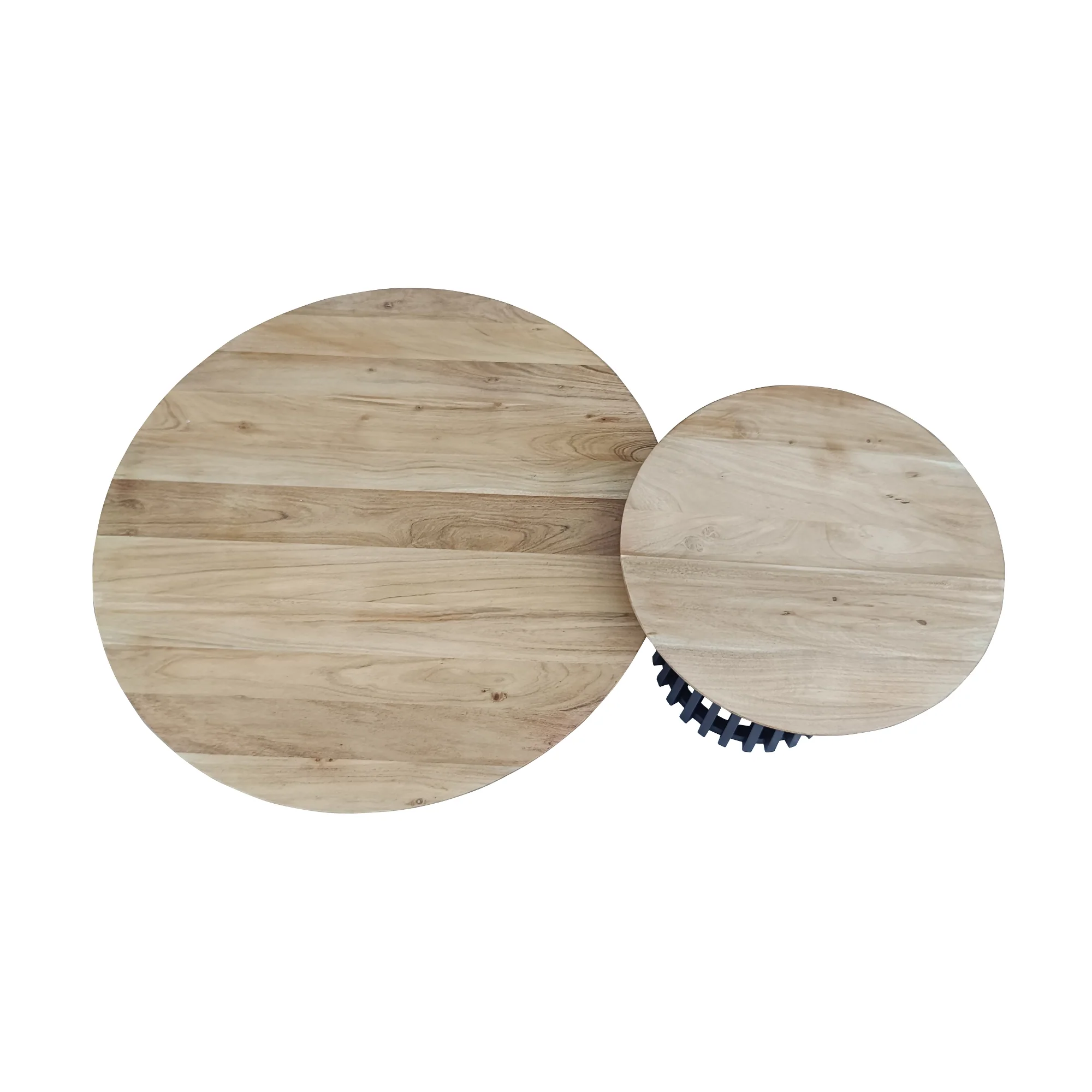 Moon 2pc Round Coffee Table Black Natural - Image 3