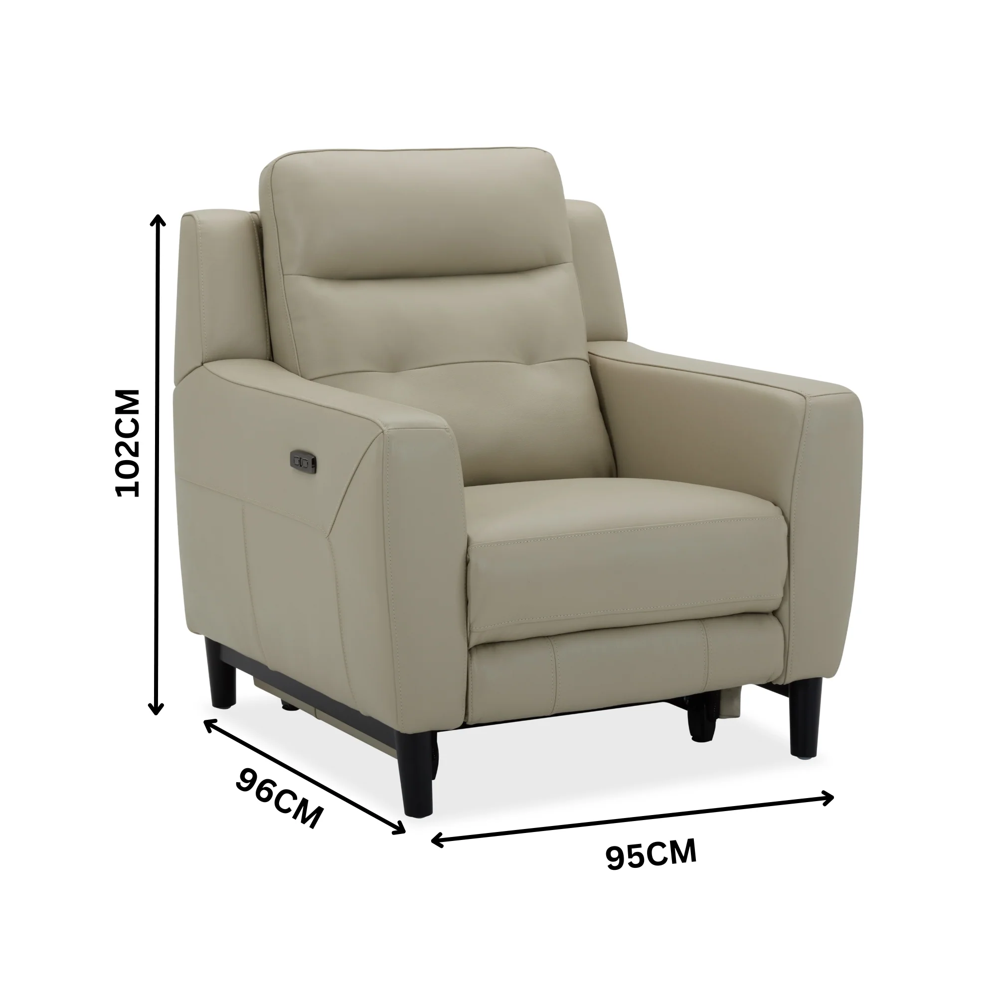 Morgan Single Seater Electric Recliner Genuine Leather Beige - Image 3