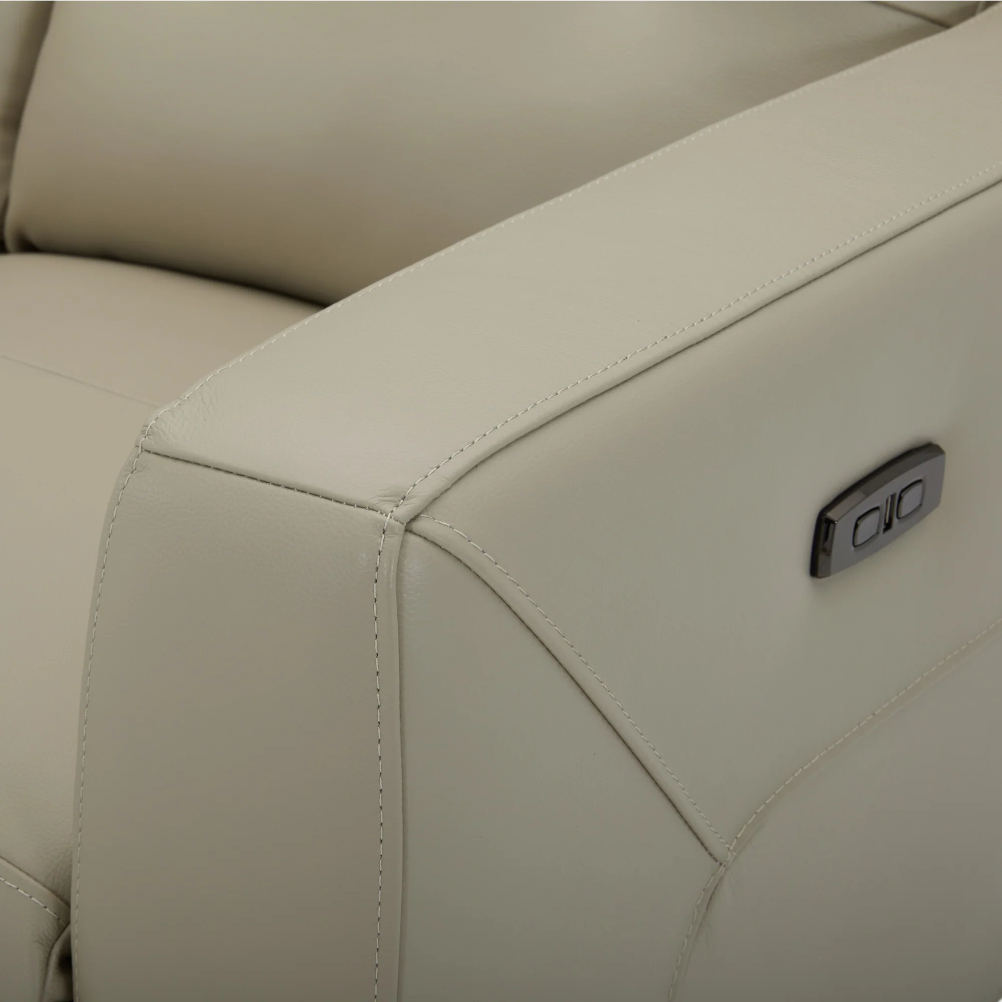 Morgan Single Seater Electric Recliner Genuine Leather Beige - Image 7