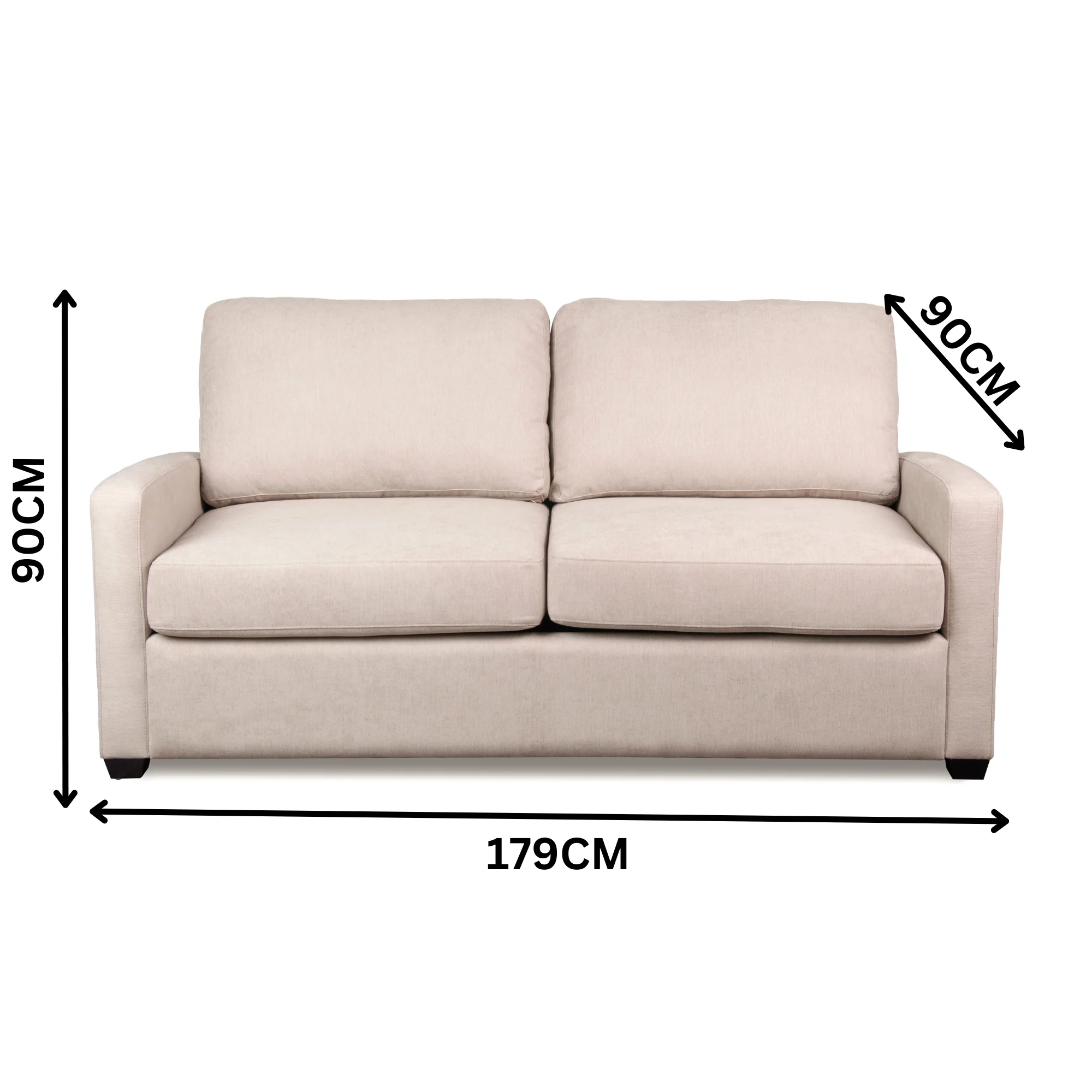 Nathan  Fabric Sofa Double Bed Lounge Couch Memory Foam Mattress Nouget Beige - Image 2