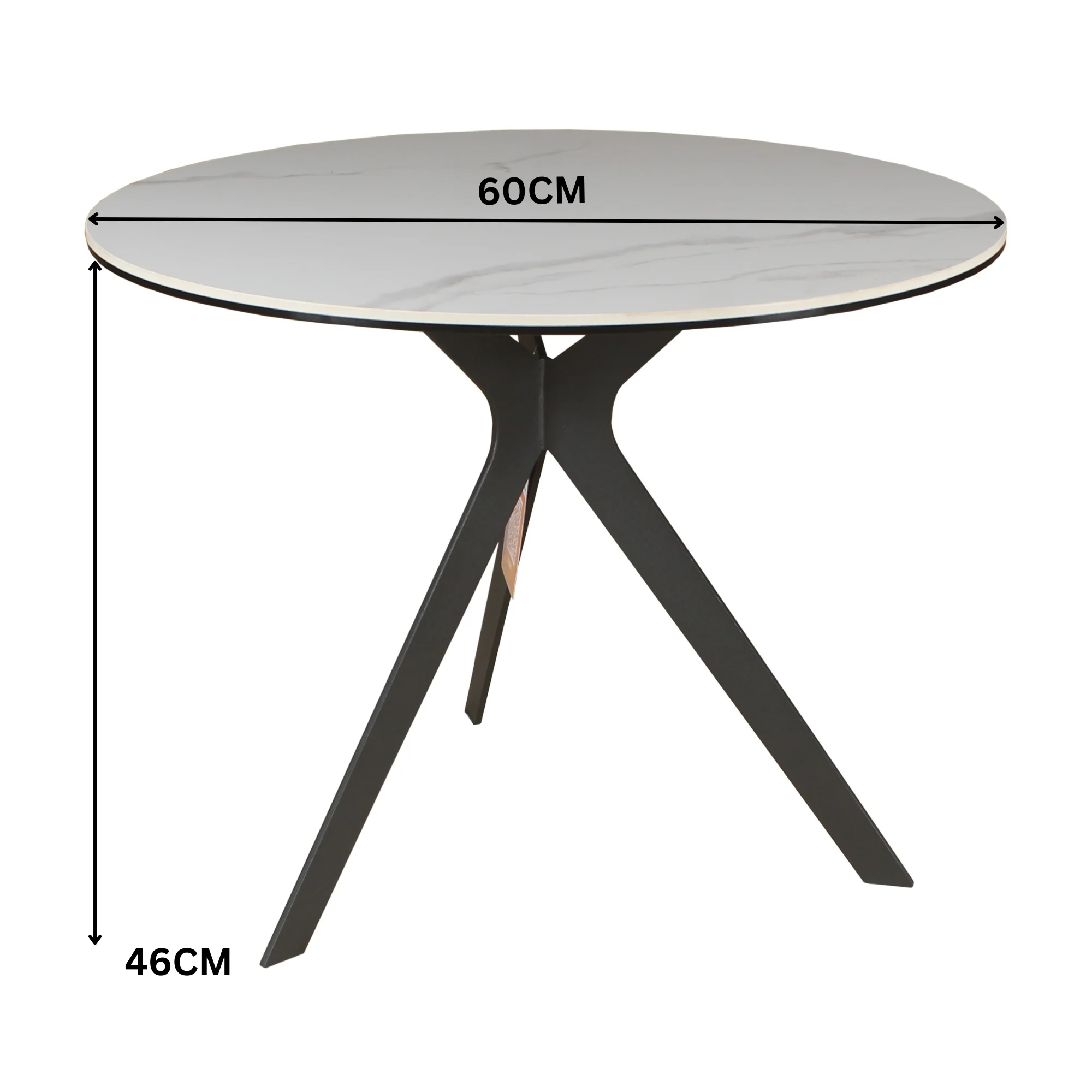 Neo 60cm Side Table Ceramic Tempered Glass Top White - Image 3