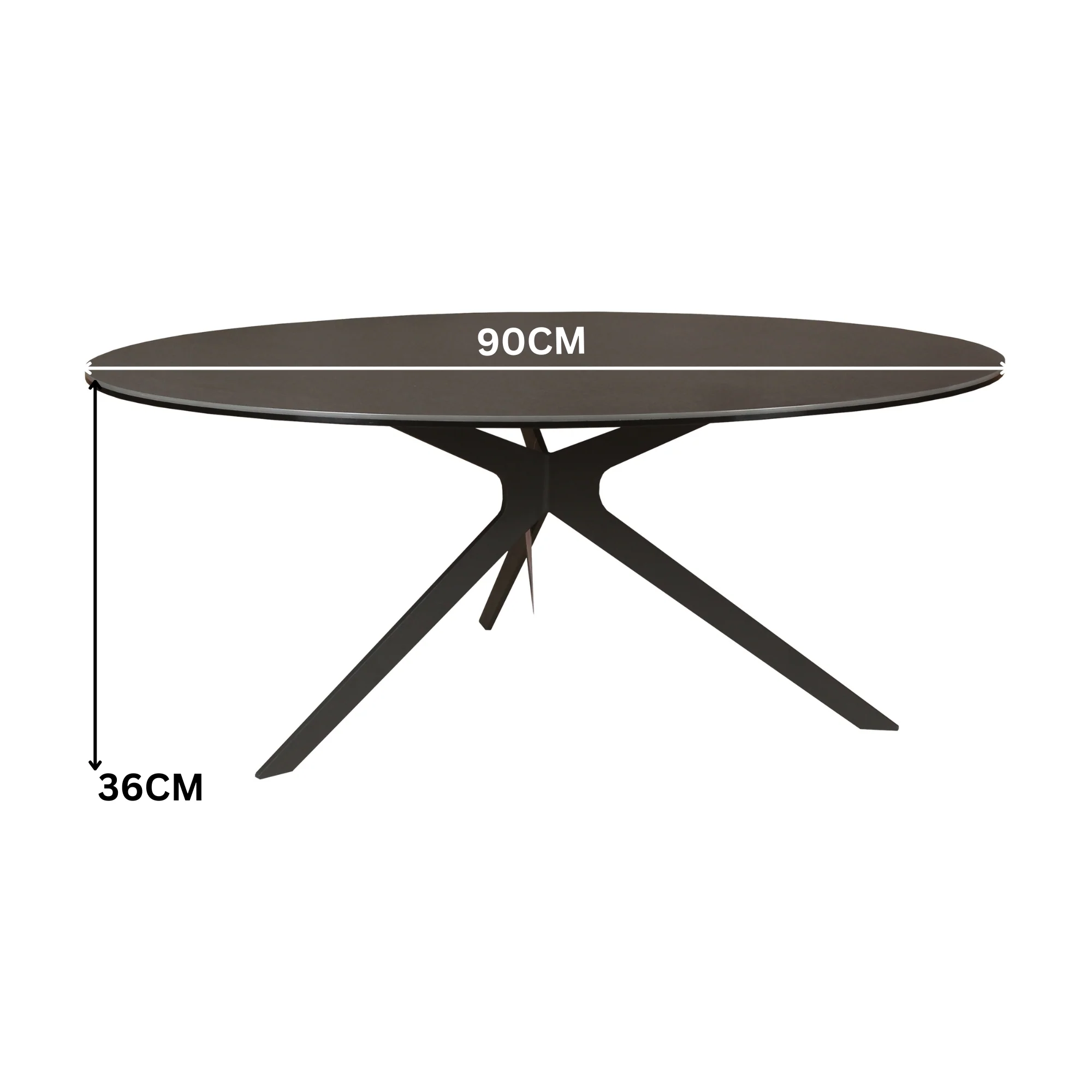Neo 90cm Coffee Table Ceramic Tempered Glass Top Dark Grey - Image 3
