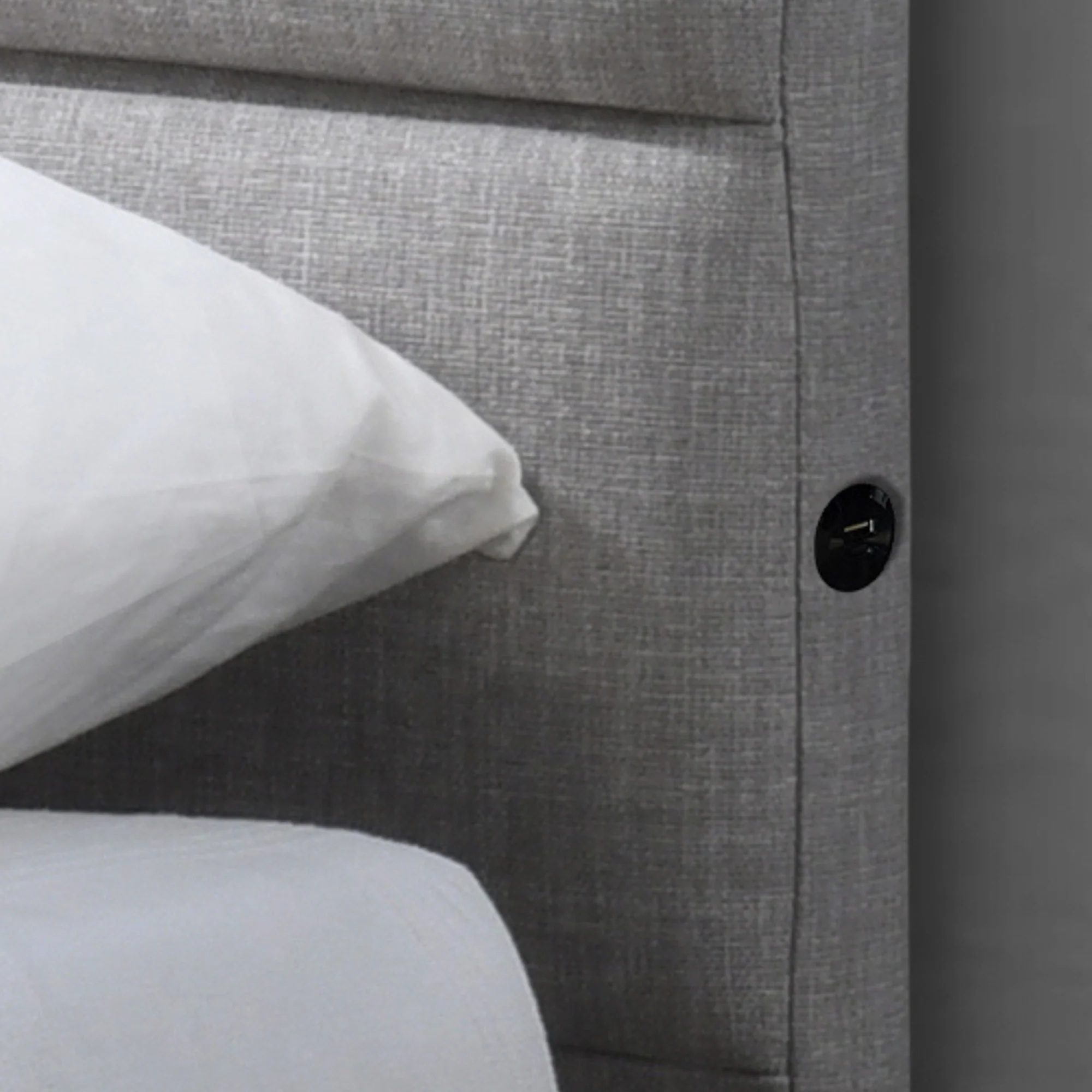 Neon King Bed Frame 2 Drawer USB Port Light Grey - Image 2