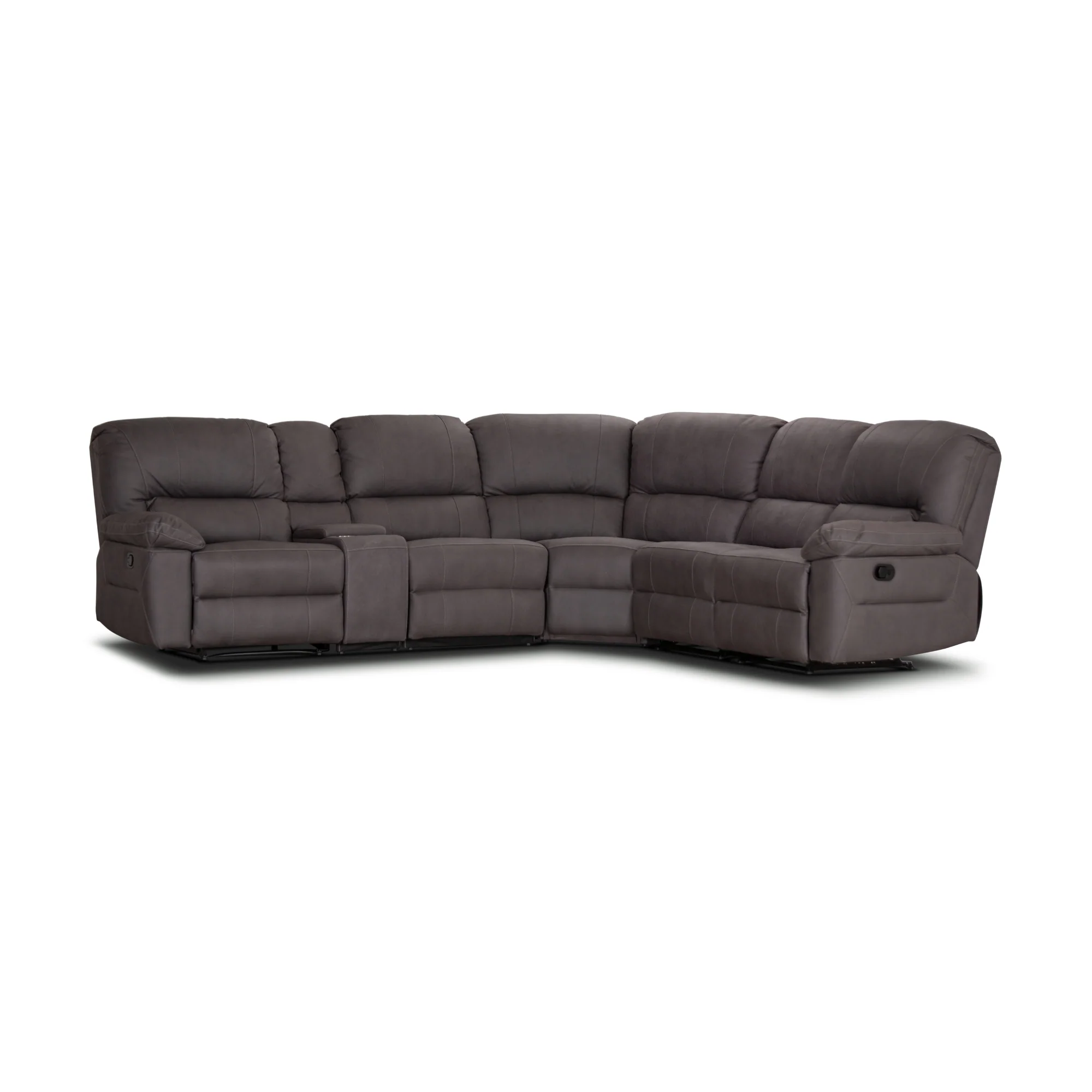 New Jersey 4 Seater Corner Modular Recliner Sofa Rhino Fabric Lounge Coffee Brown - Image 2