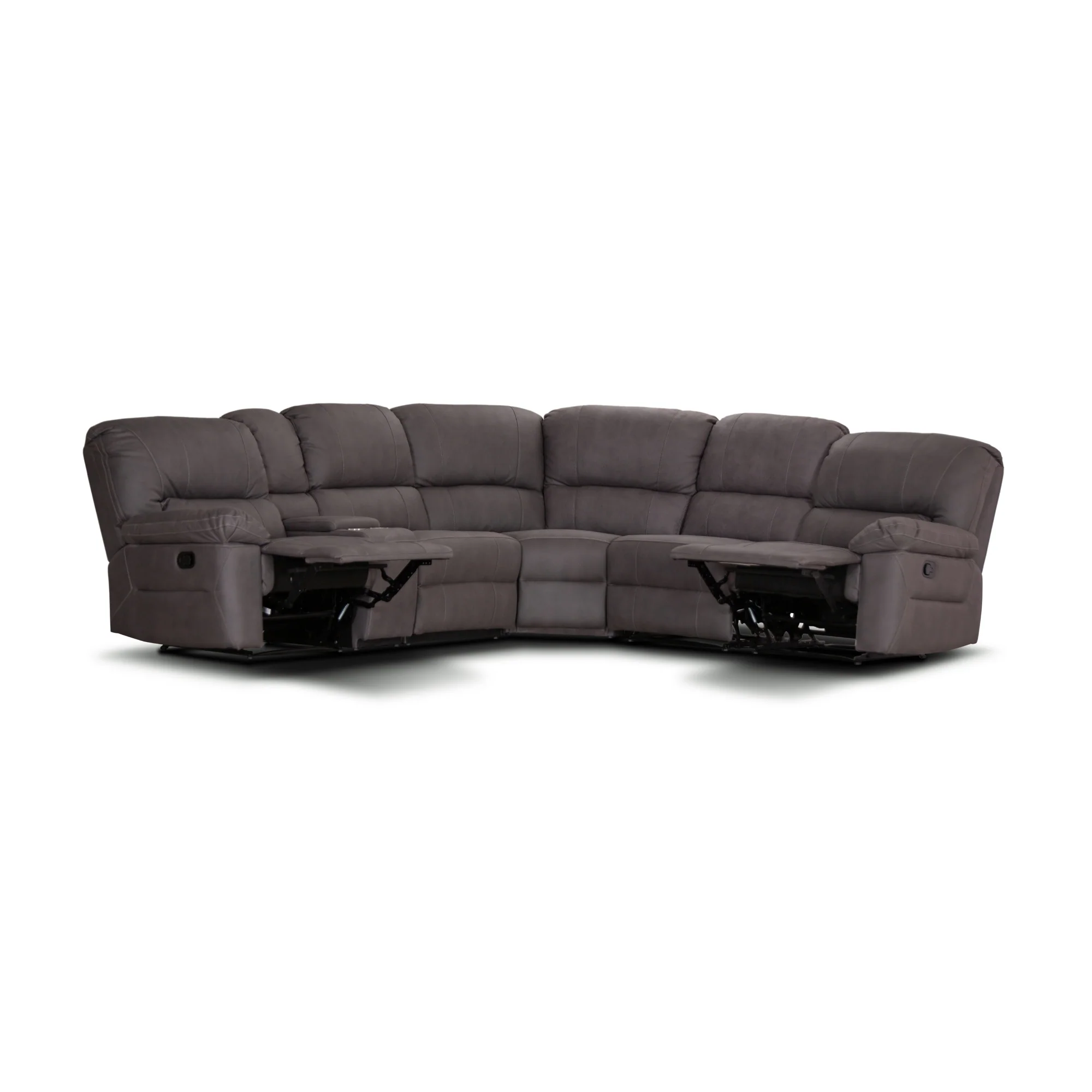 New Jersey 4 Seater Corner Modular Recliner Sofa Rhino Fabric Lounge Coffee Brown - Image 3
