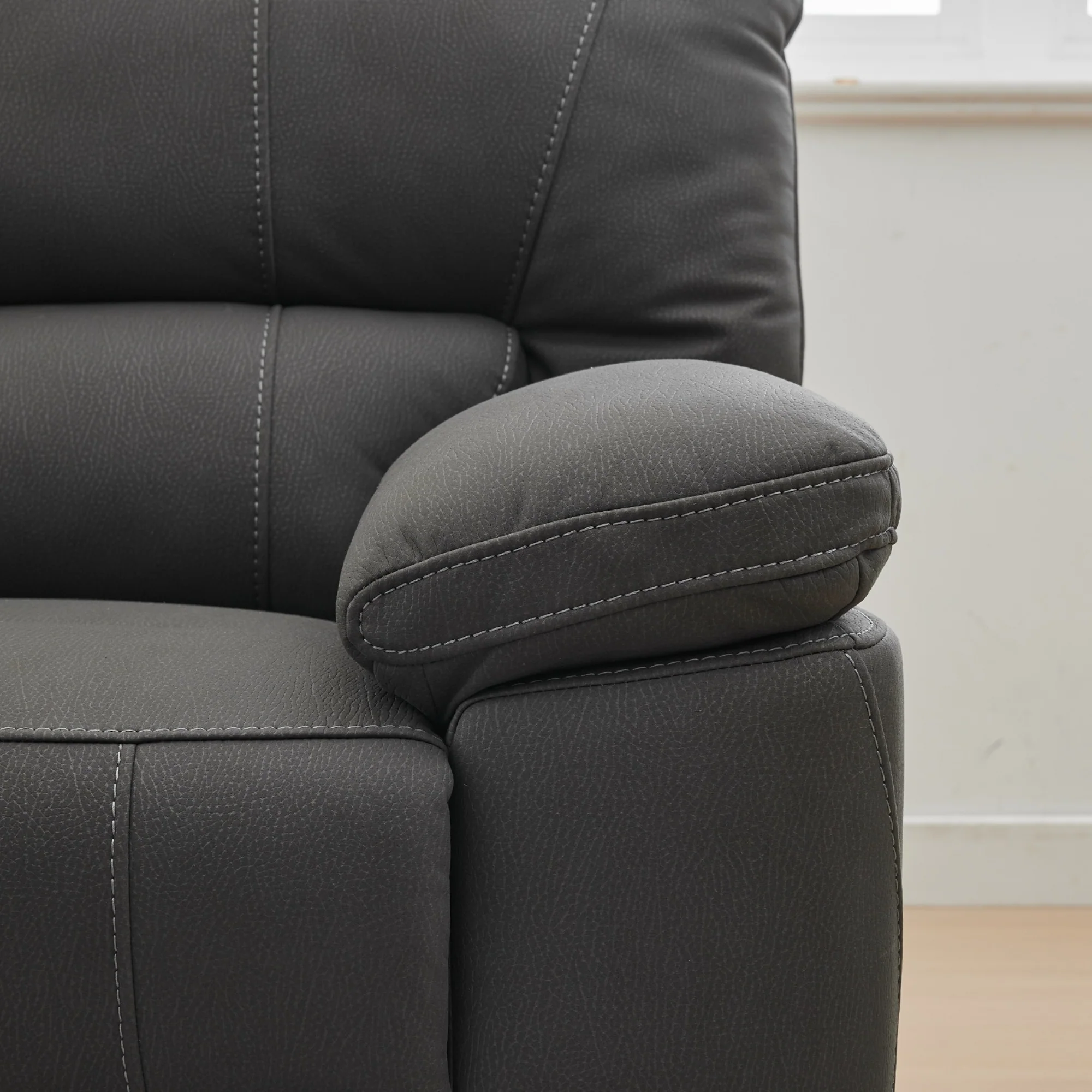 New Jersey 4 Seater Corner Modular Recliner Sofa Rhino Fabric Lounge Jet Grey - Image 4