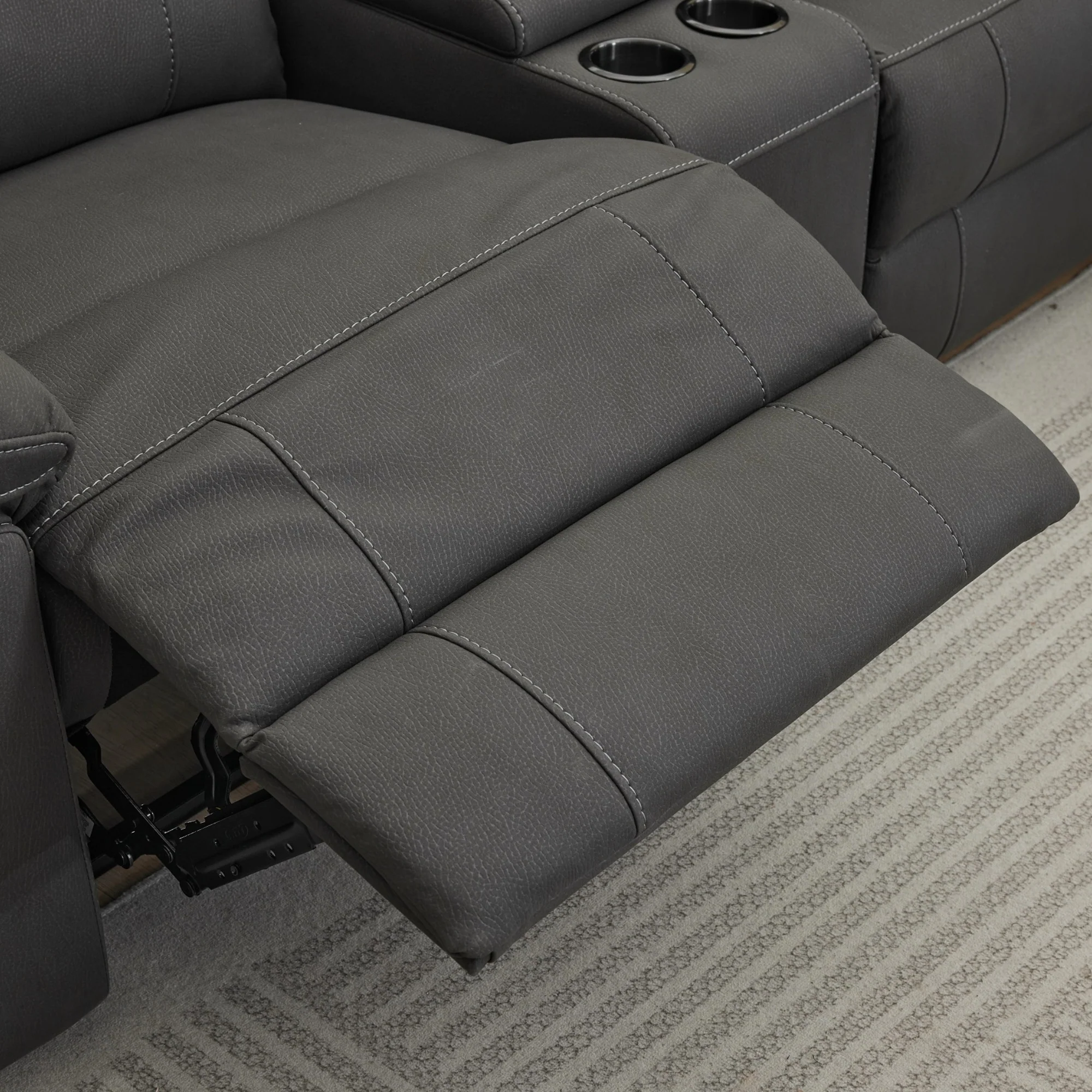 New Jersey 4 Seater Corner Modular Recliner Sofa Rhino Fabric Lounge Jet Grey - Image 6
