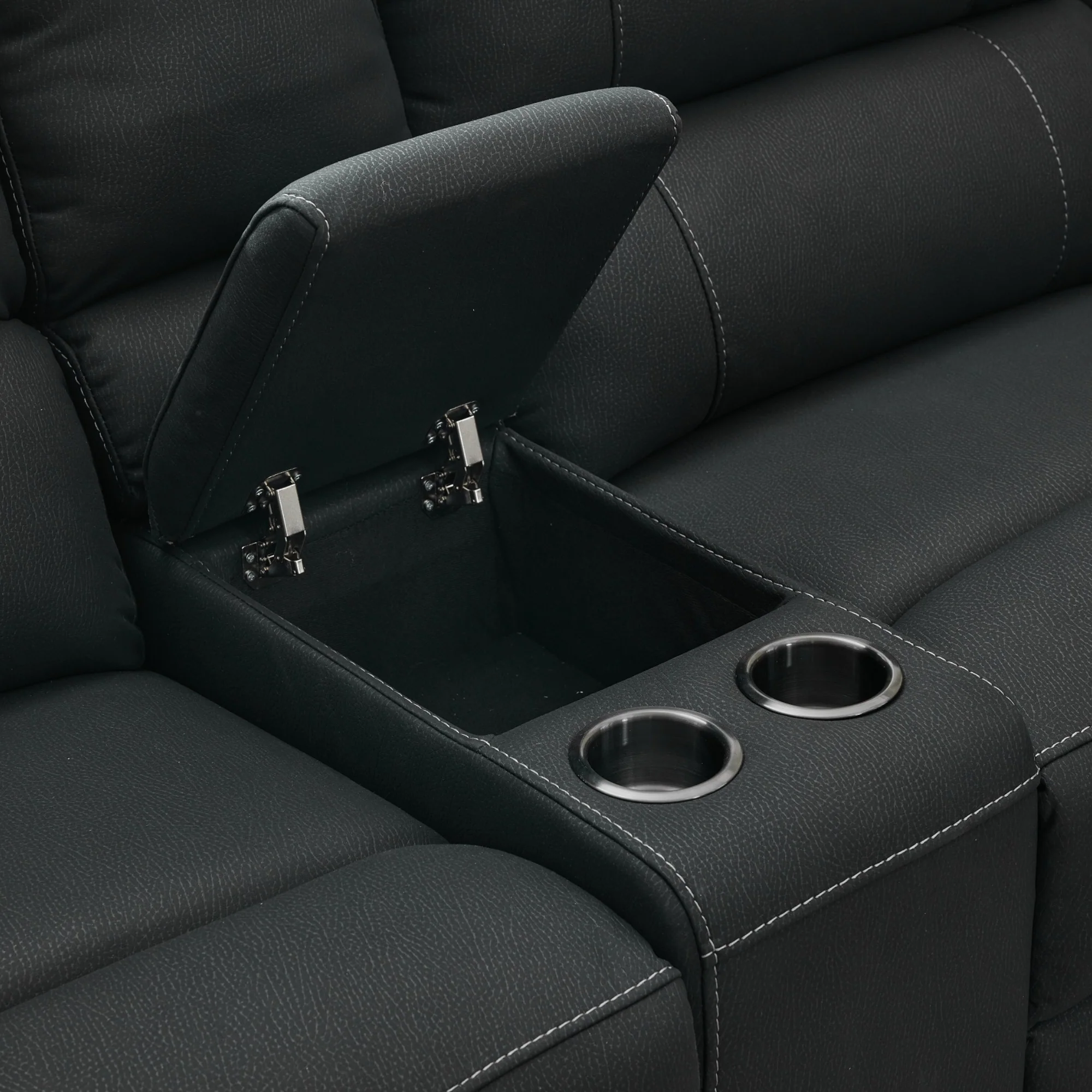 New Jersey 4 Seater Corner Modular Recliner Sofa Rhino Fabric Lounge Onyx Black - Image 3