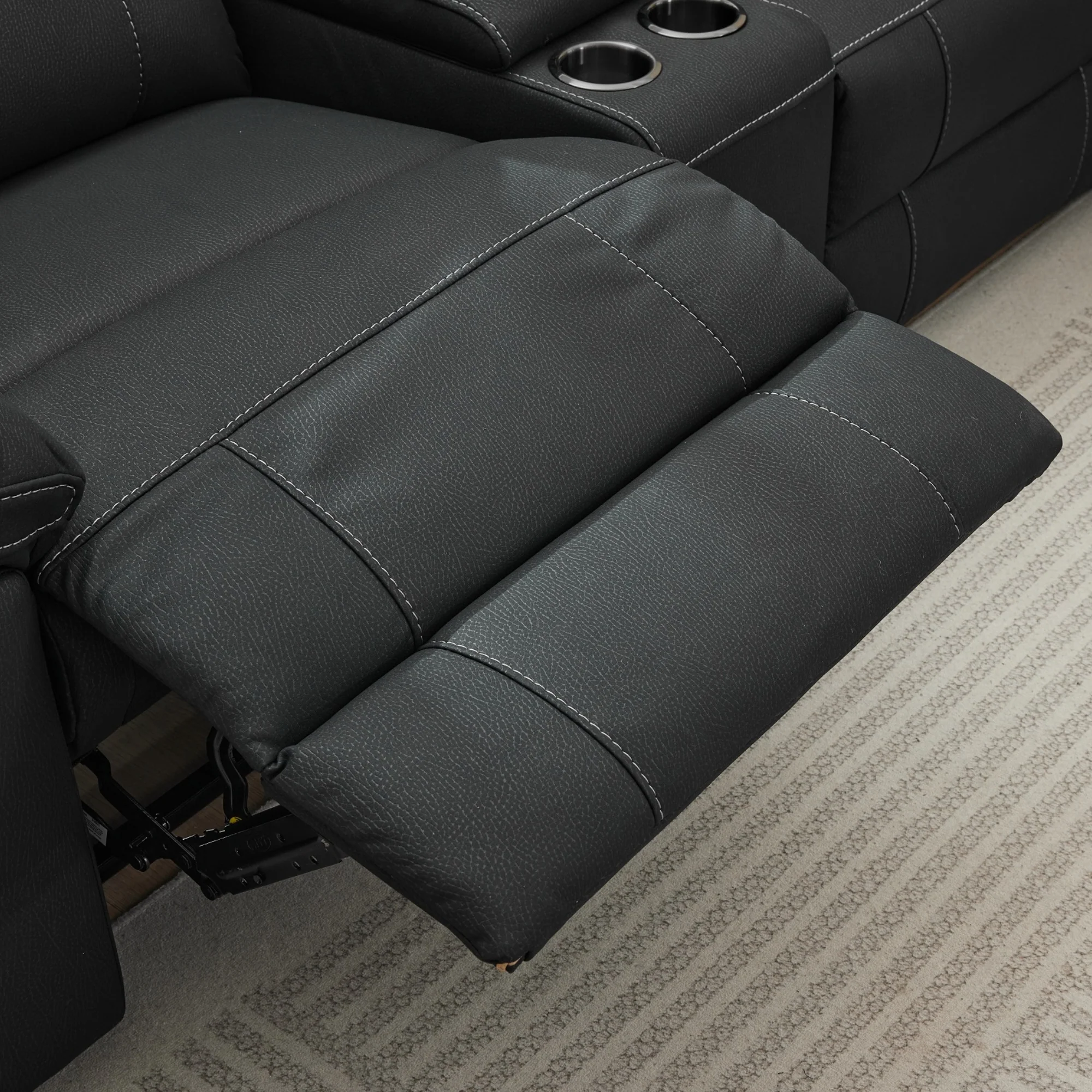 New Jersey 4 Seater Corner Modular Recliner Sofa Rhino Fabric Lounge Onyx Black - Image 4