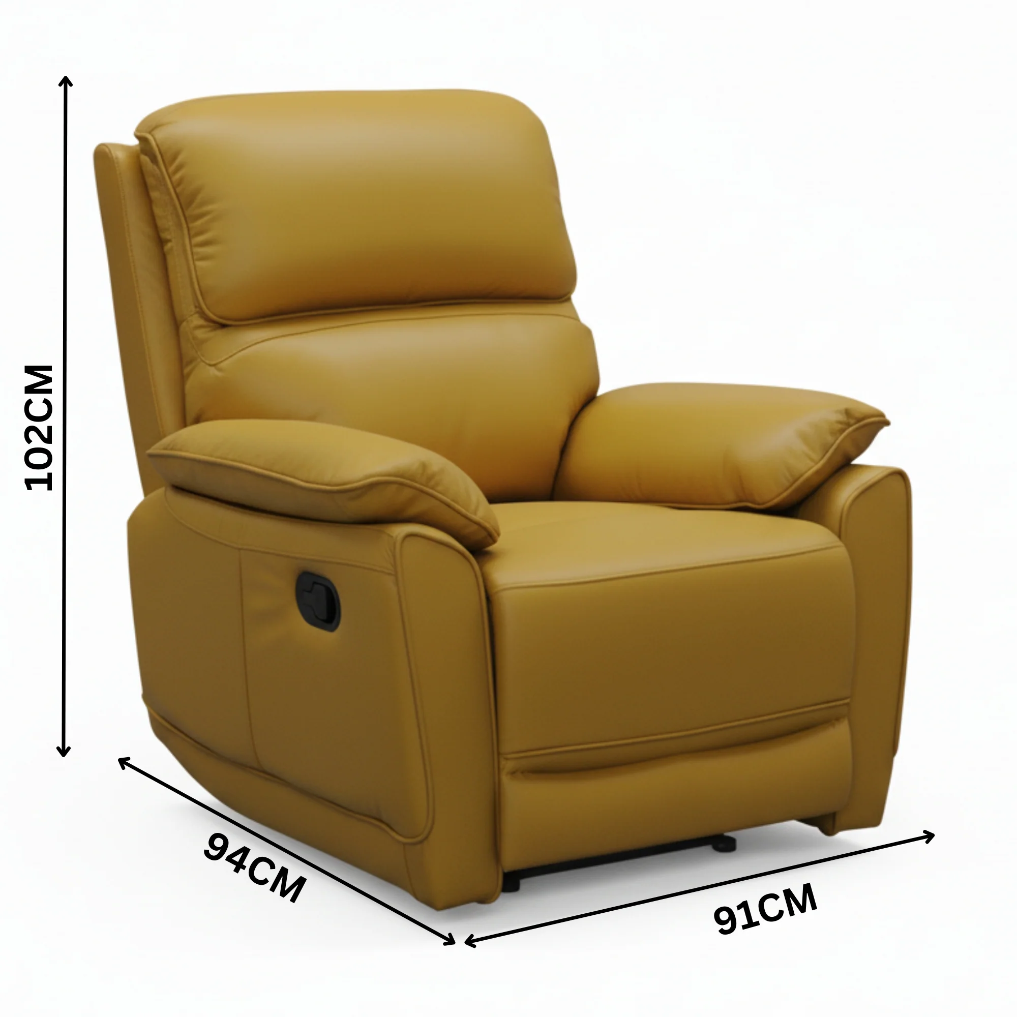 New York 3+1+1 Seater Manual Recliner Genuine Leather Mustard Orange - Image 6