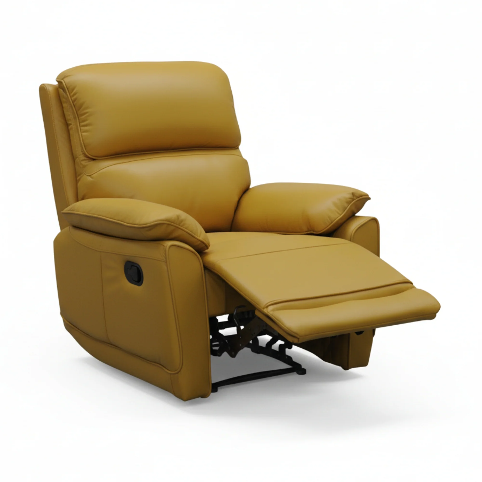 New York Single Seater Manual Recliner Genuine Leather Mustard Orange - Image 4