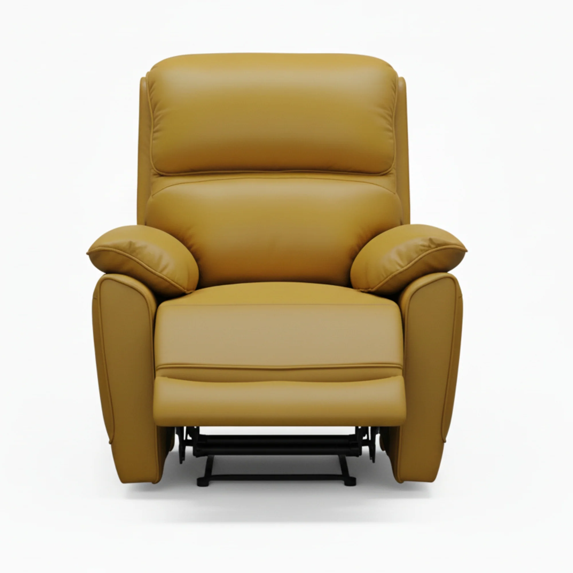 New York Single Seater Manual Recliner Genuine Leather Mustard Orange - Image 5