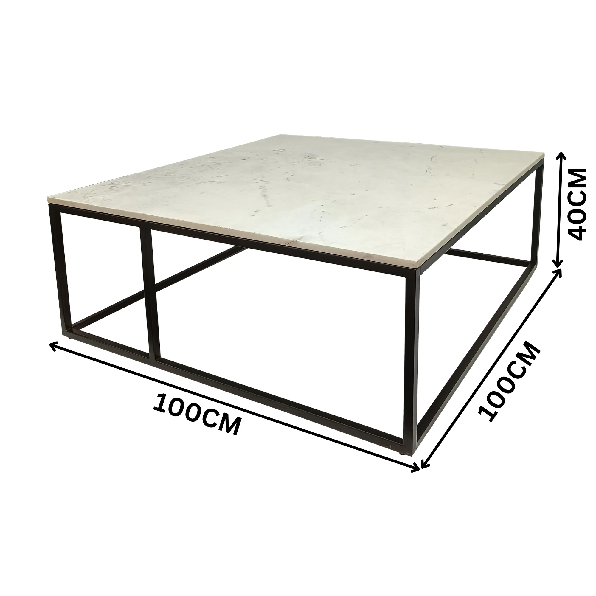 Nomad 100cm Square Marble Coffee Table White - Image 3