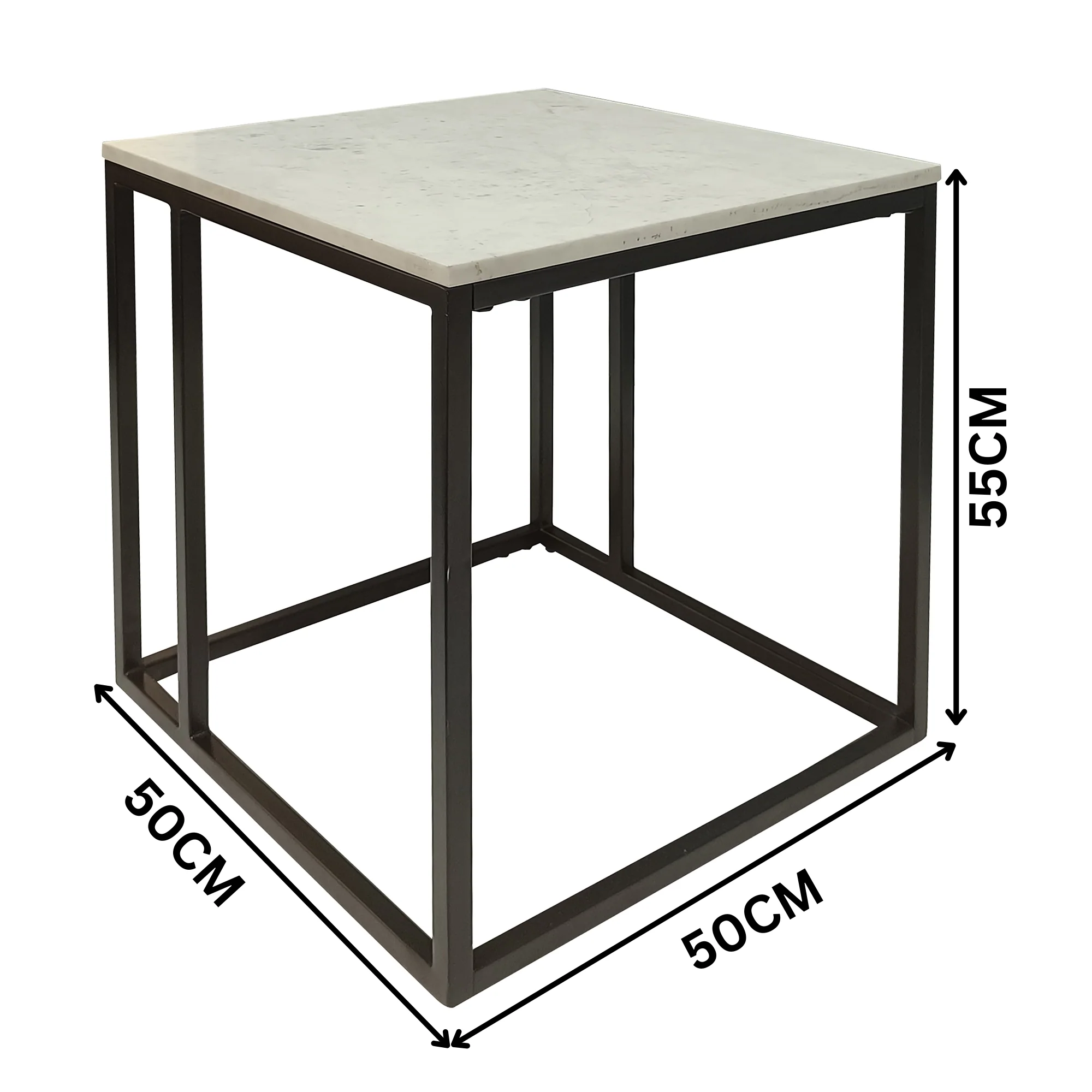 Nomad 50cm Square Marble Lamp Table White - Image 3