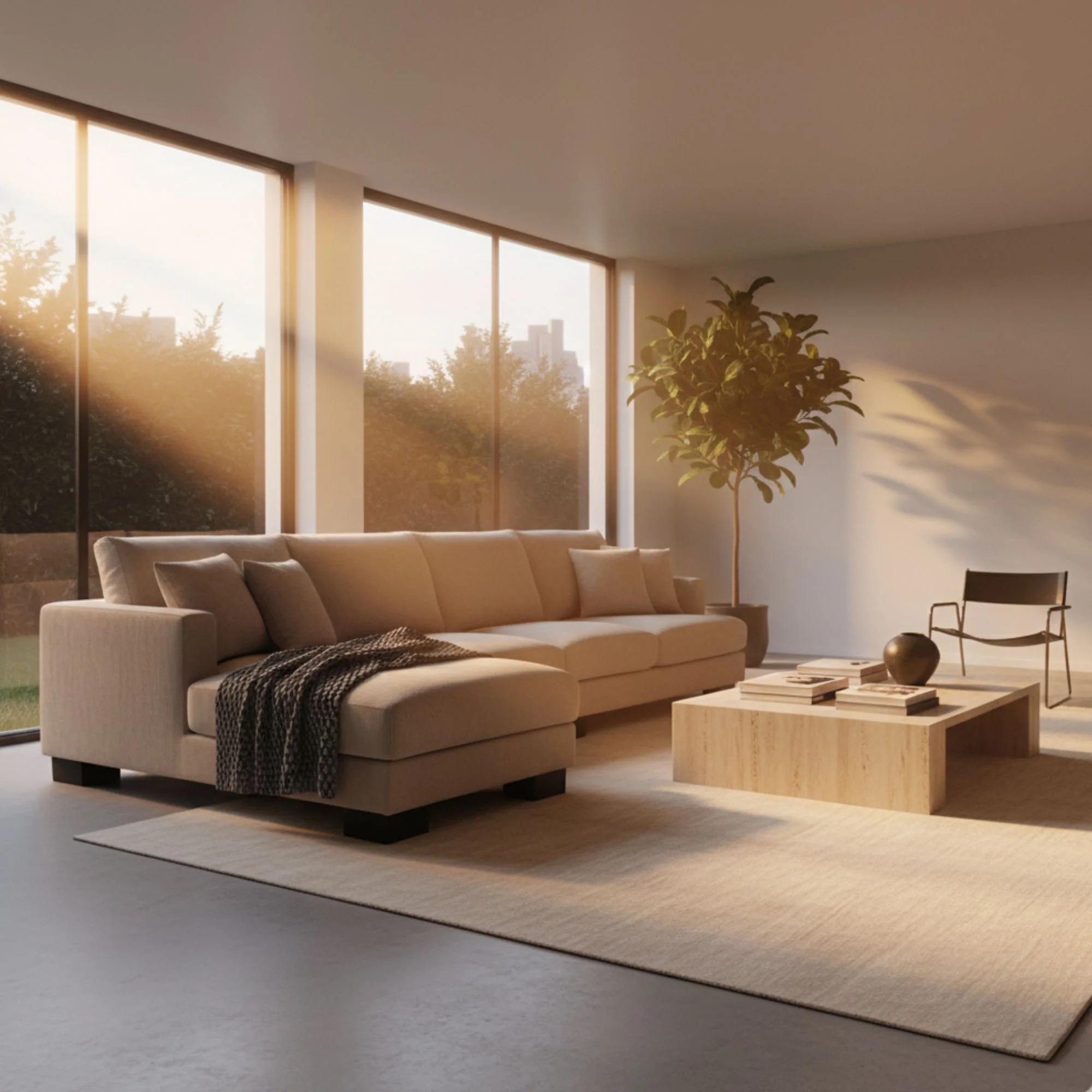 Nordic 5 Seater Modular Corner Sofa Lounge Ottoman Chaise Beige - Image 3